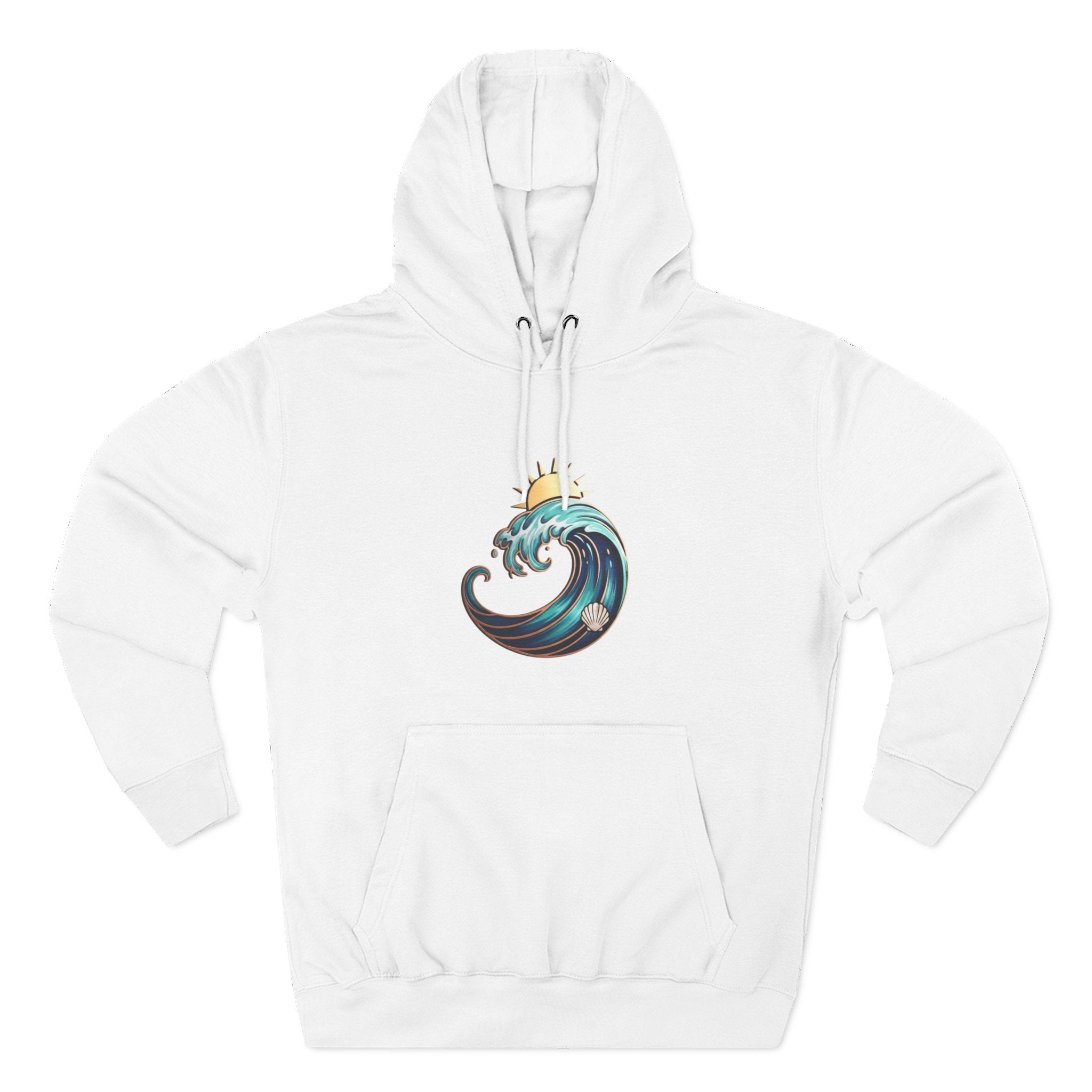 Ocean Wave and Rainbow Fleece Hoodie, Cozy Hoodie, Nature Lover Gift, Outdoor Apparel, Graphic Sweatshirt, Summer Vibes