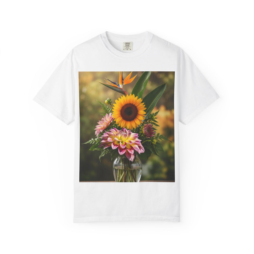 Floral Essence Unisex Garment-Dyed T-shirt, Flower Pattern Tee, Botanical Shirt, Nature Inspired Top, Garden Floral Clothing