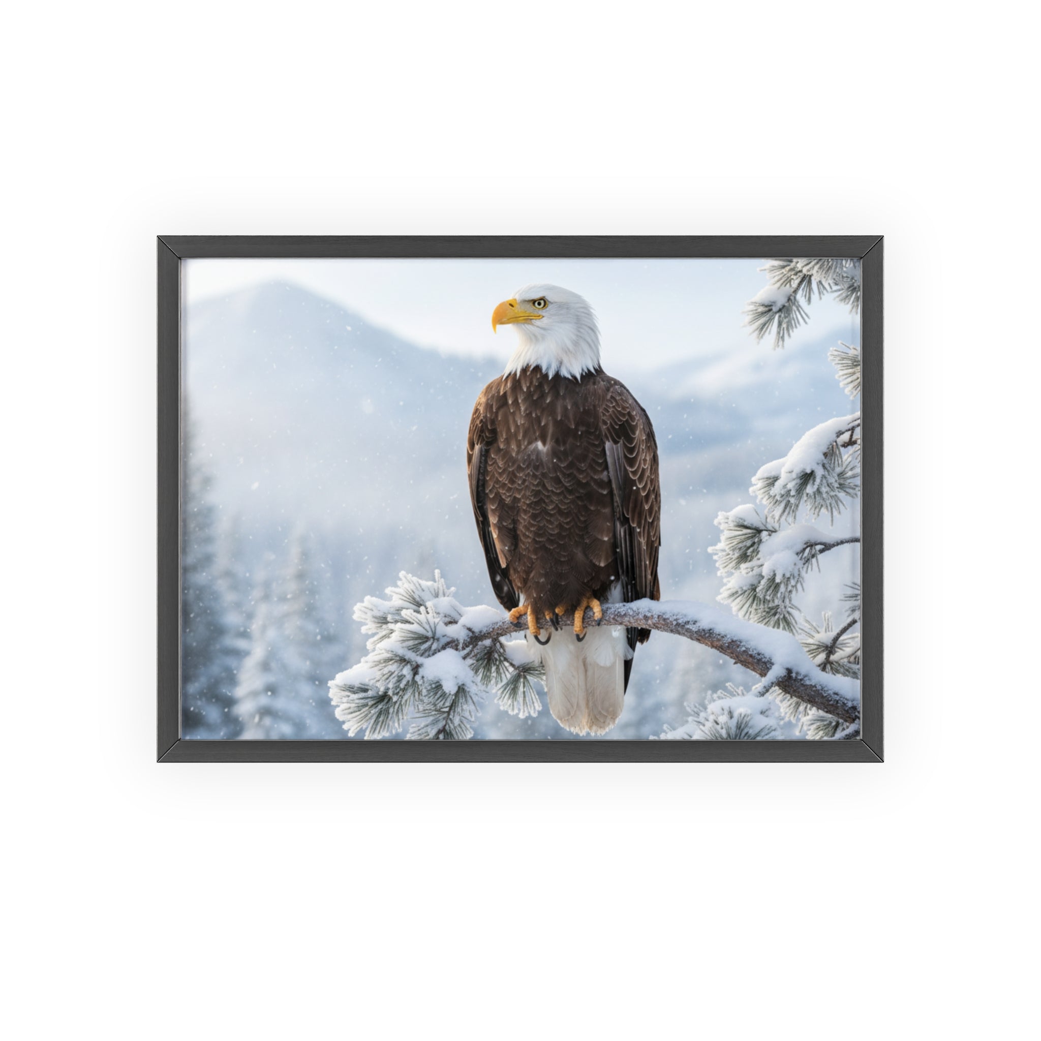 Elegant Eagle Poster with Wooden Frame, Nature Wall Art, Home Décor, Wildlife Photography, Gift for Bird Lovers