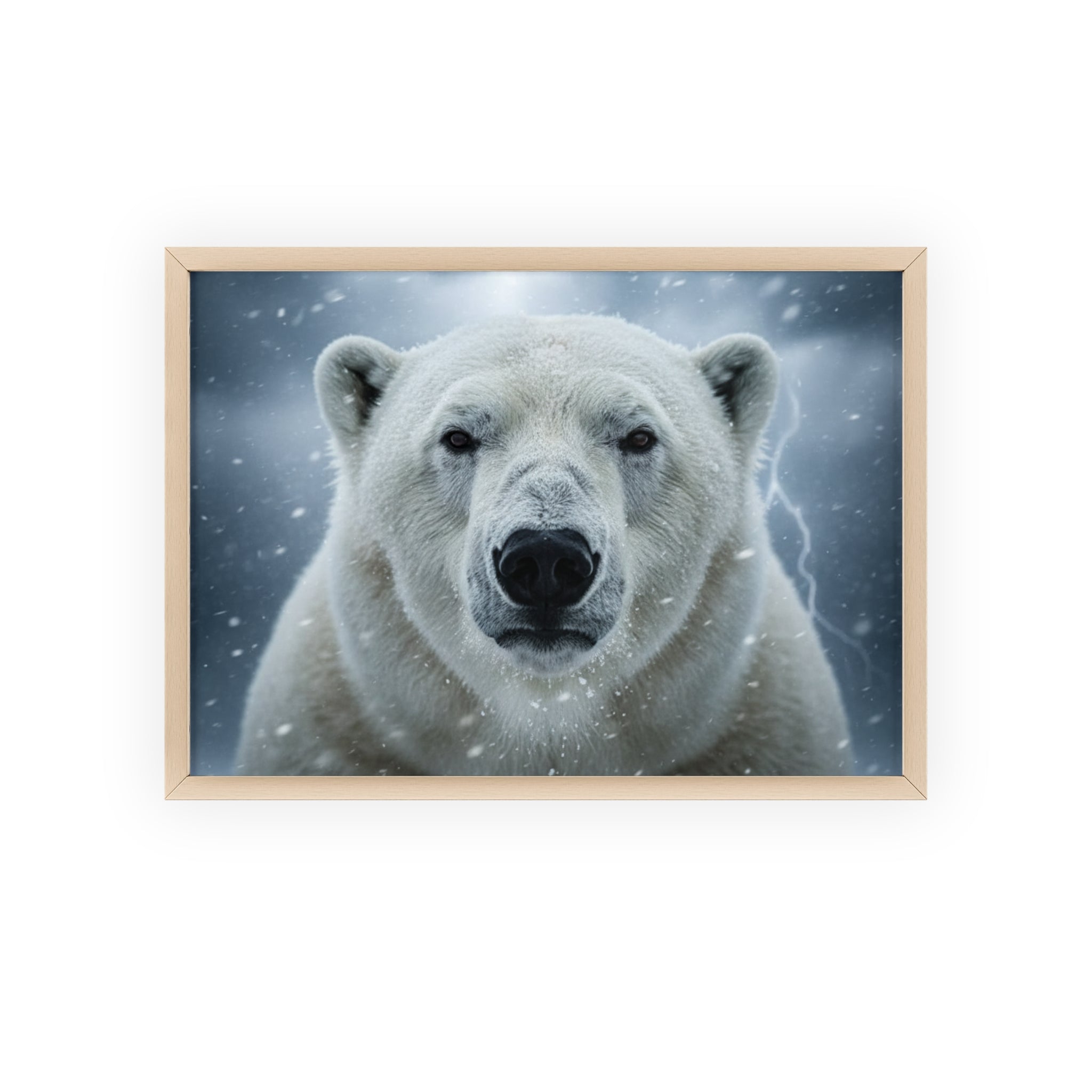Polar Bear Poster with Wooden Frame | Arctic Wall Art, Wildlife Decor, Nature Lover Gift, Modern Home Decor, Winter Themed Artwork