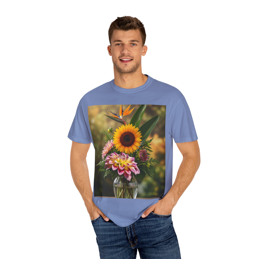 Floral Essence Unisex Garment-Dyed T-shirt, Flower Pattern Tee, Botanical Shirt, Nature Inspired Top, Garden Floral Clothing