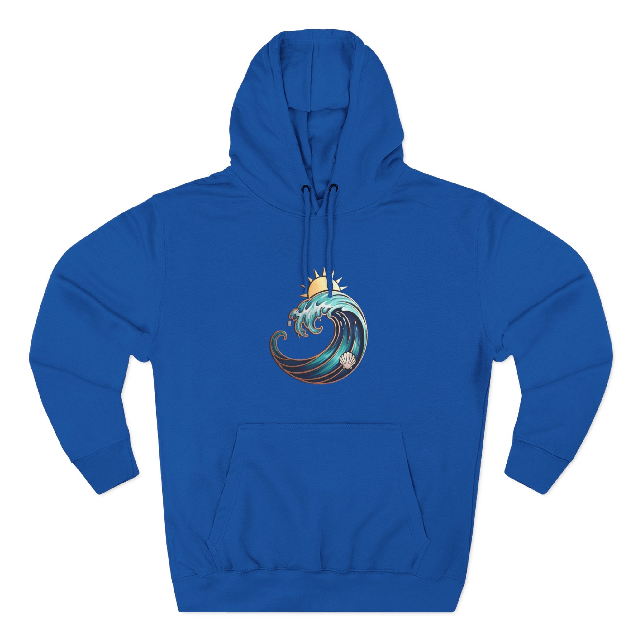 Ocean Wave and Rainbow Fleece Hoodie, Cozy Hoodie, Nature Lover Gift, Outdoor Apparel, Graphic Sweatshirt, Summer Vibes