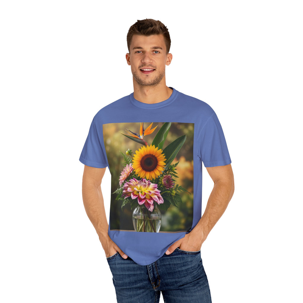 Floral Essence Unisex Garment-Dyed T-shirt, Flower Pattern Tee, Botanical Shirt, Nature Inspired Top, Garden Floral Clothing