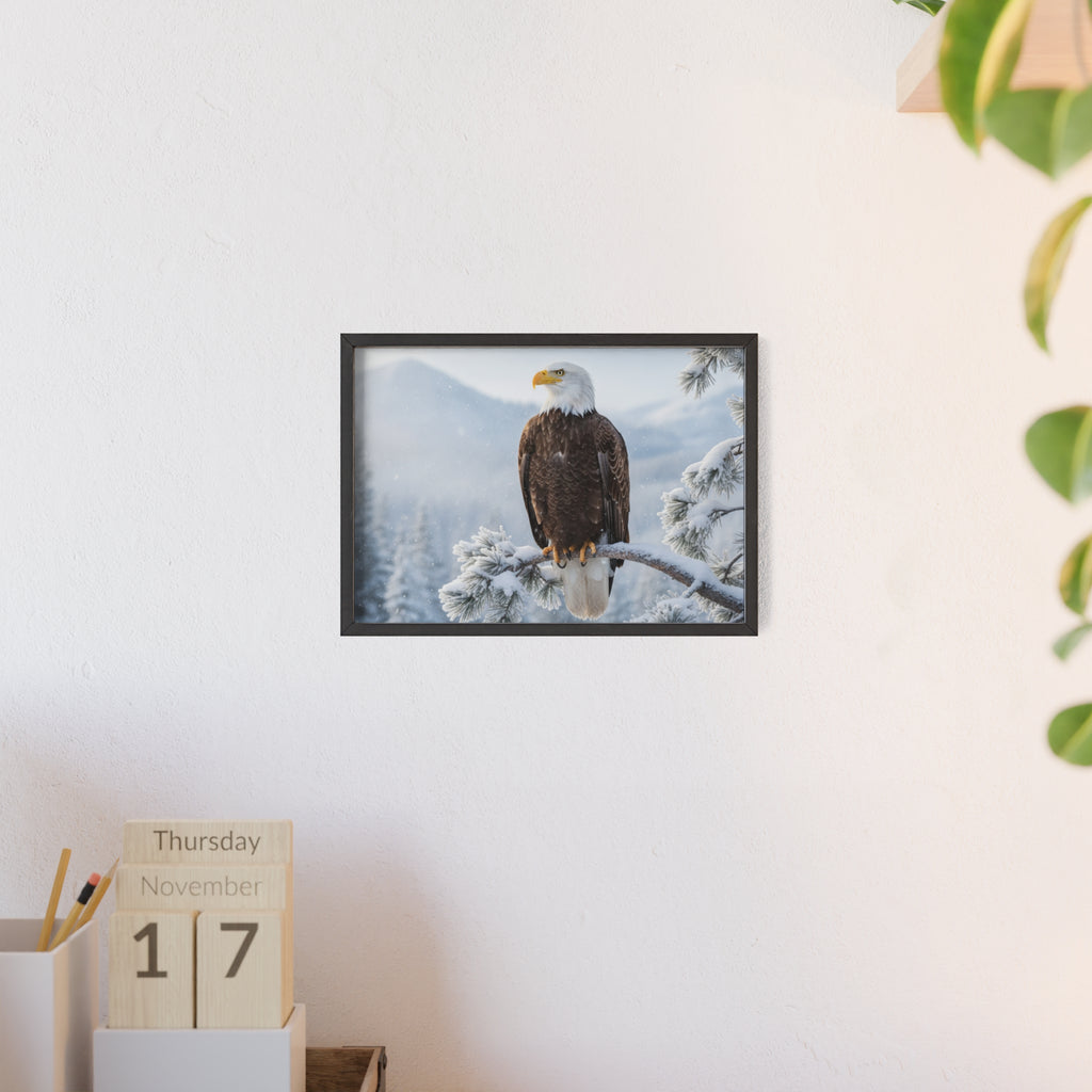 Elegant Eagle Poster with Wooden Frame, Nature Wall Art, Home Décor, Wildlife Photography, Gift for Bird Lovers