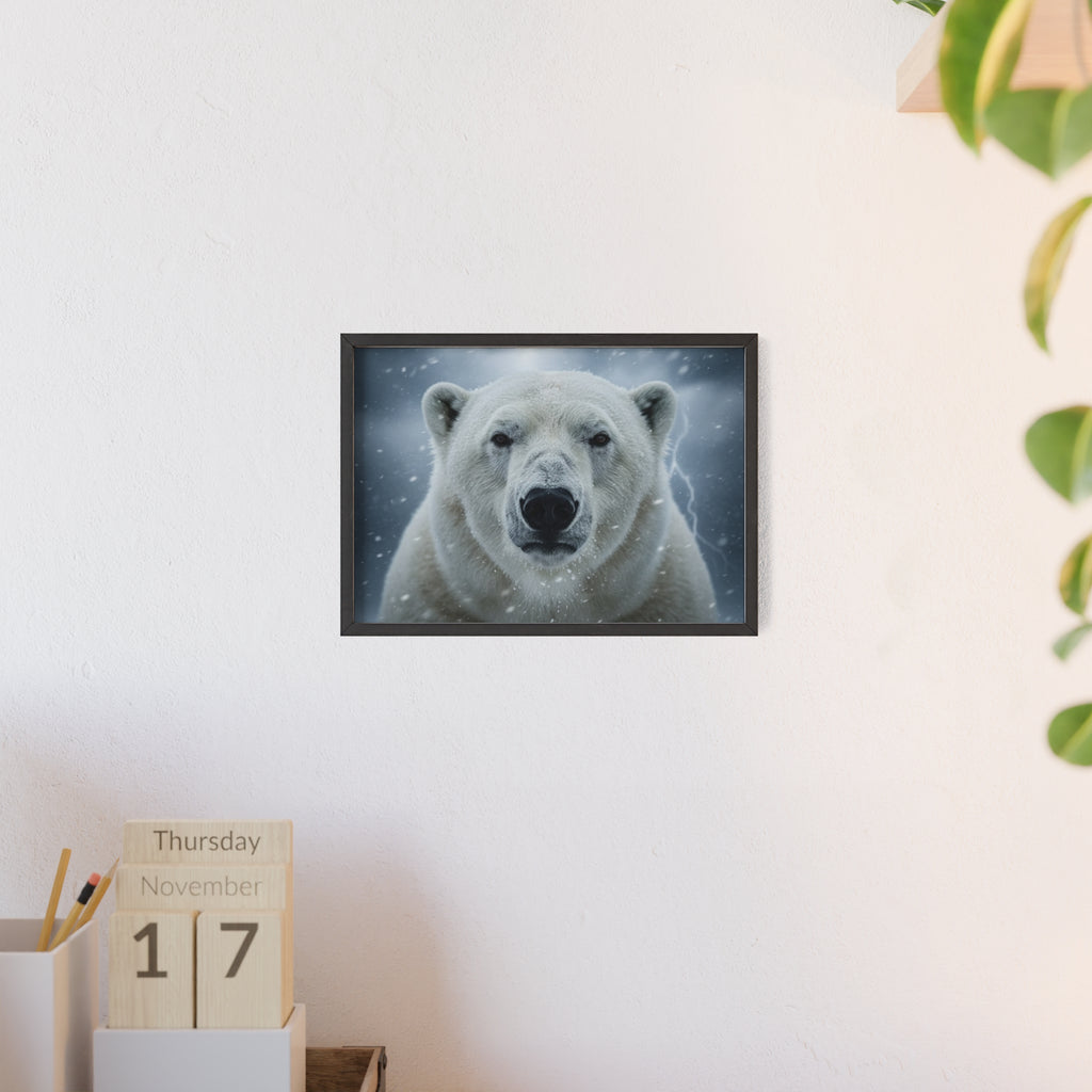 Polar Bear Poster with Wooden Frame | Arctic Wall Art, Wildlife Decor, Nature Lover Gift, Modern Home Decor, Winter Themed Artwork