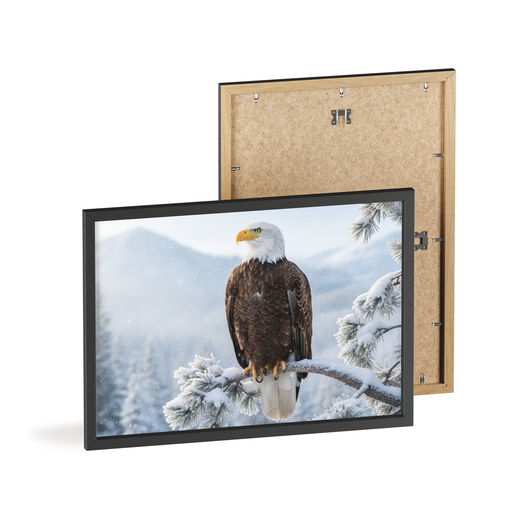 Elegant Eagle Poster with Wooden Frame, Nature Wall Art, Home Décor, Wildlife Photography, Gift for Bird Lovers