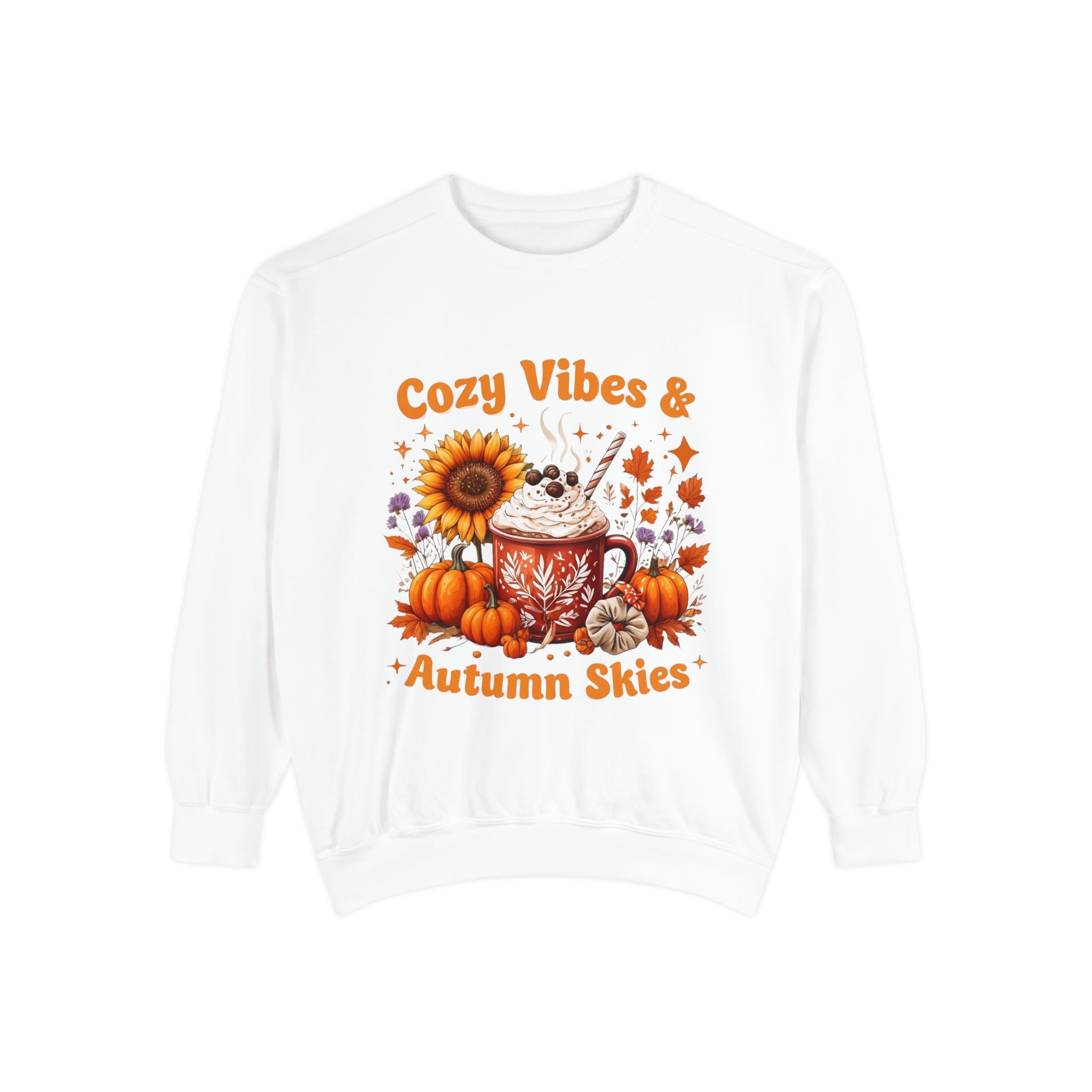 Cozy Autumn Sweatshirt | Unisex Garment-Dyed Fall Pullover, Pumpkin Spice Vibes, Perfect for Thanksgiving & Casual Wear