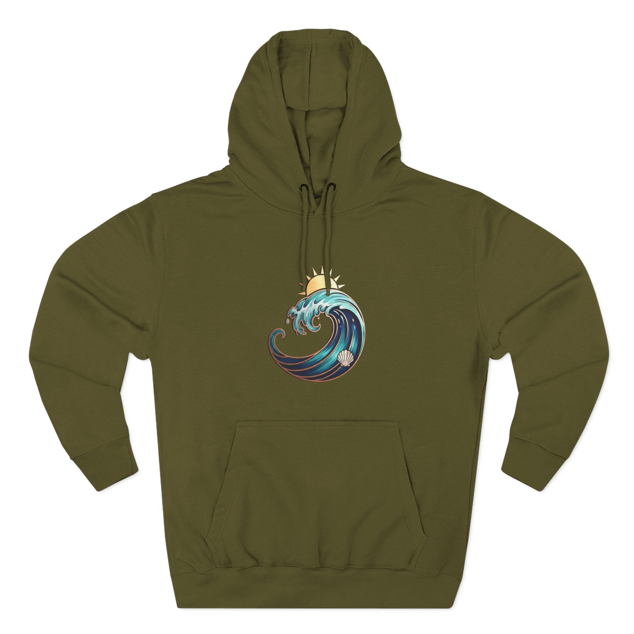 Ocean Wave and Rainbow Fleece Hoodie, Cozy Hoodie, Nature Lover Gift, Outdoor Apparel, Graphic Sweatshirt, Summer Vibes