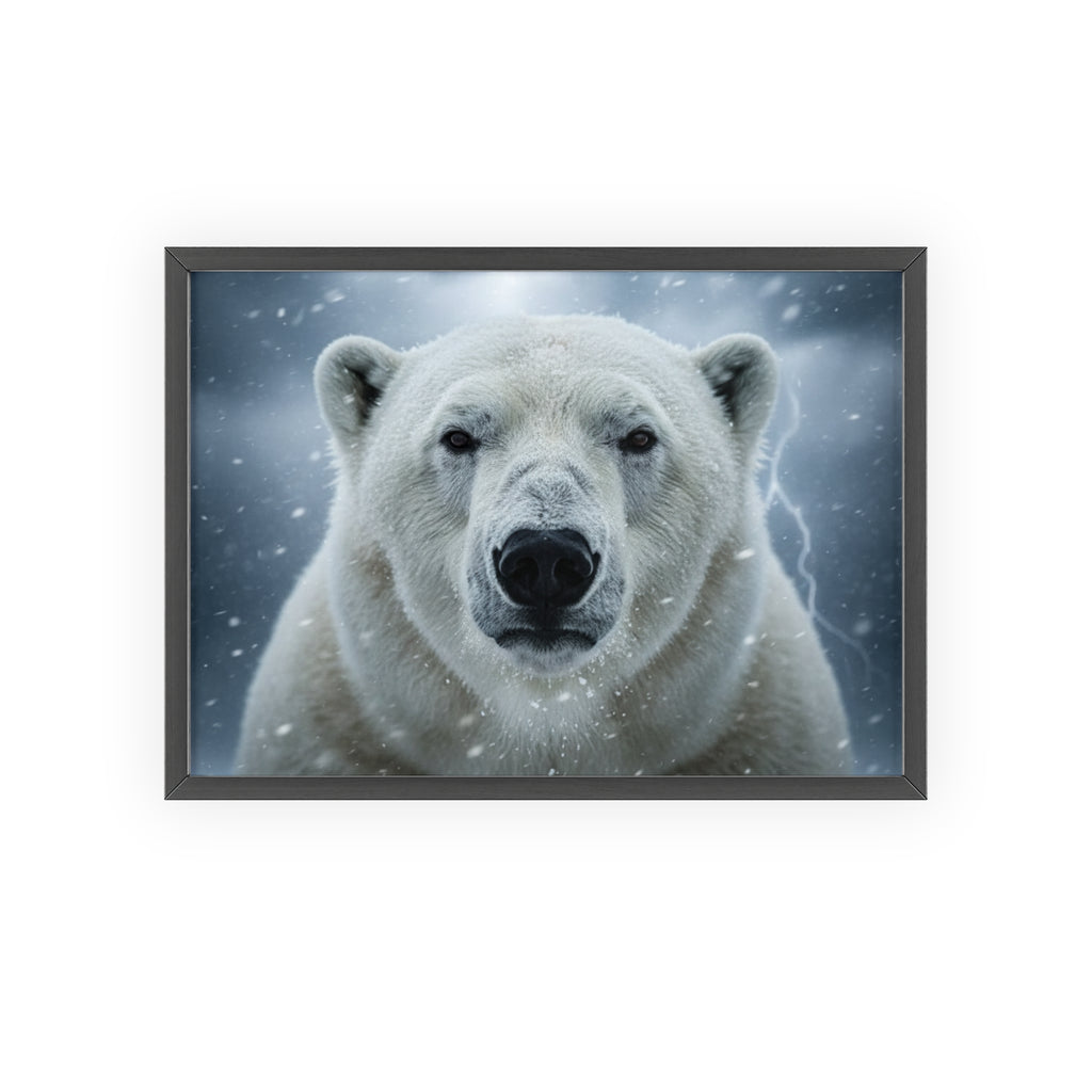 Polar Bear Poster with Wooden Frame | Arctic Wall Art, Wildlife Decor, Nature Lover Gift, Modern Home Decor, Winter Themed Artwork
