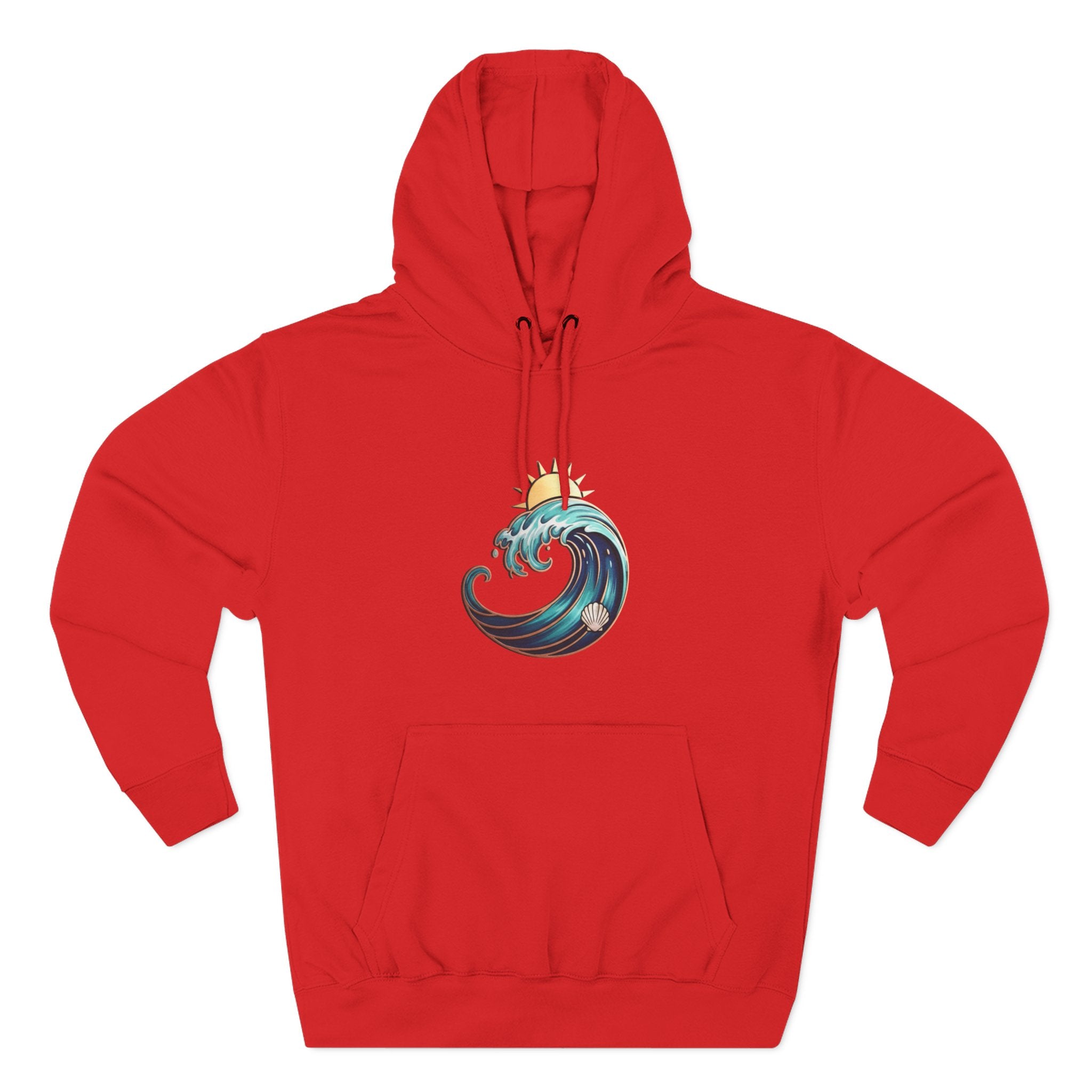 Ocean Wave and Rainbow Fleece Hoodie, Cozy Hoodie, Nature Lover Gift, Outdoor Apparel, Graphic Sweatshirt, Summer Vibes