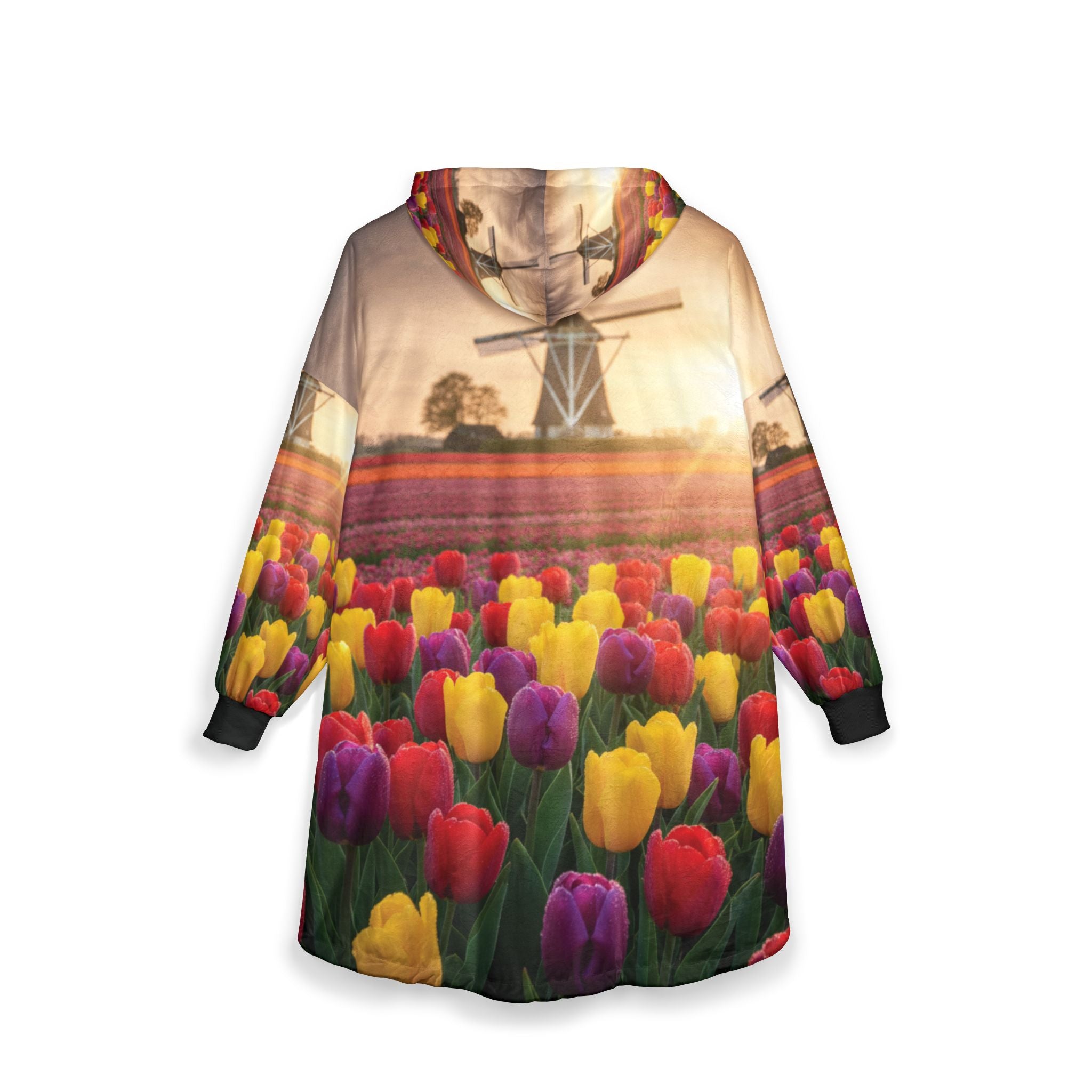 Floral Hooded Blanket, Cozy Oversized Throw, Flower Design, Warm Sherpa Blanket, Gift for Her, Home Decor