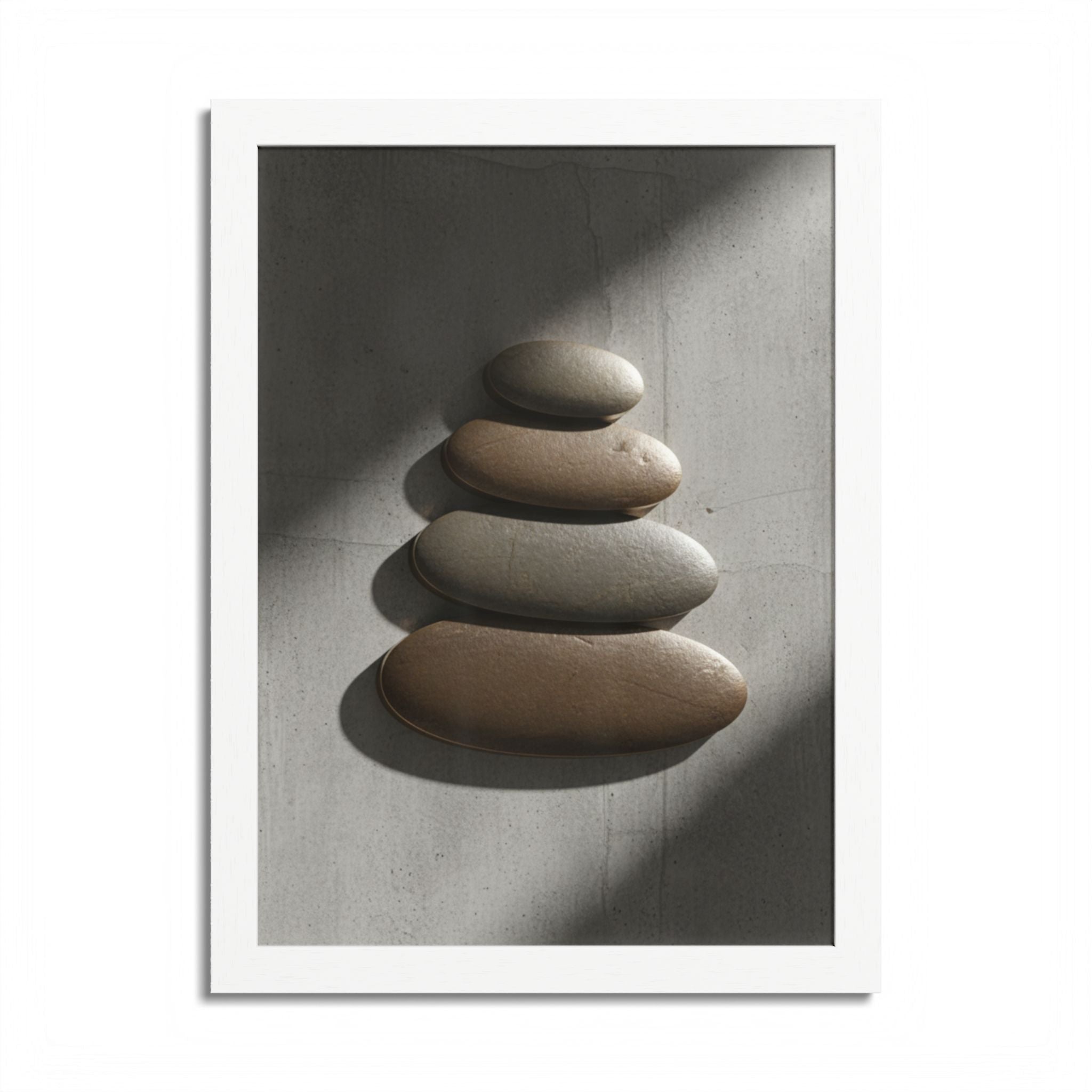 Multi-Color Framed Poster | Tranquil Stone Stacking Art for Home Decor, Zen Room, Modern Wall Art, Gift, Office Decoration