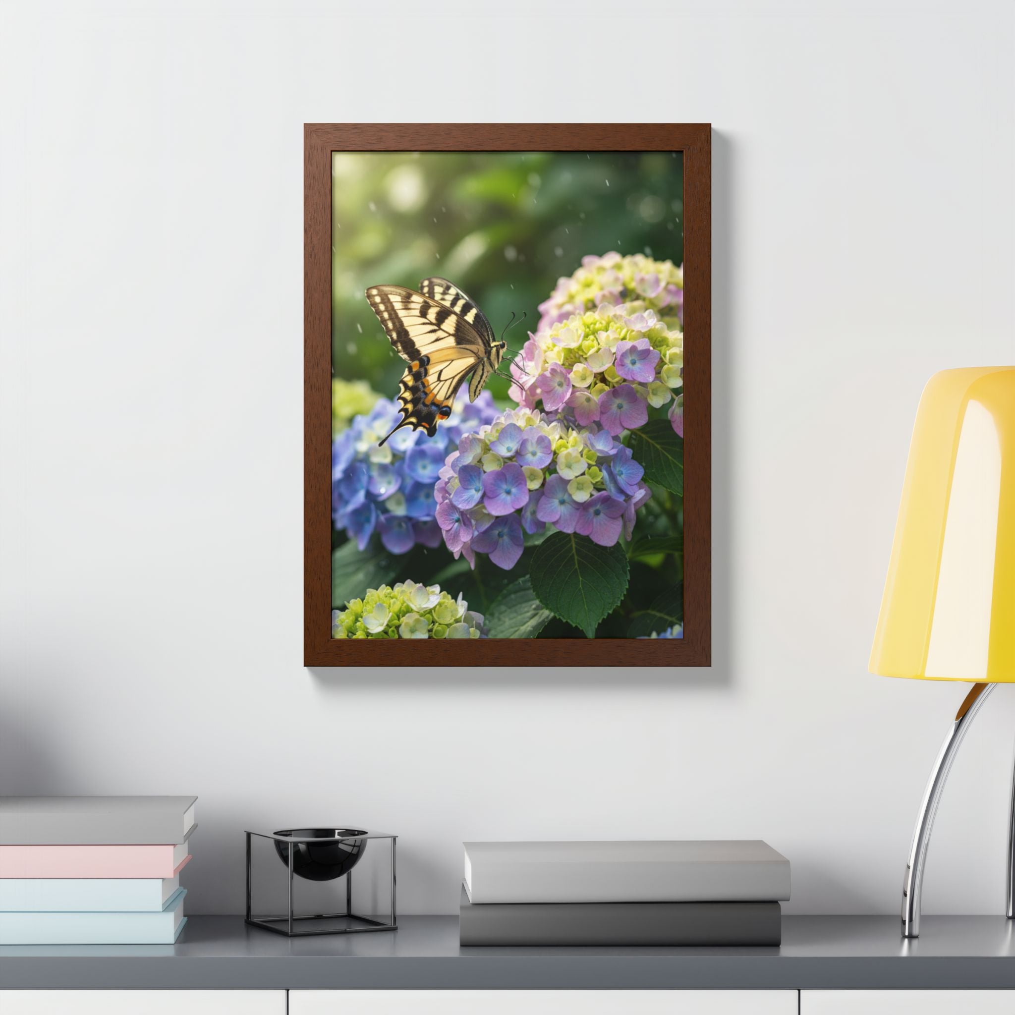 Nature-Inspired Framed Poster, Butterfly Artwork, Floral Home Decor, Colorful Wall Art, Gift for Garden Lovers, Spring Inspired Decor
