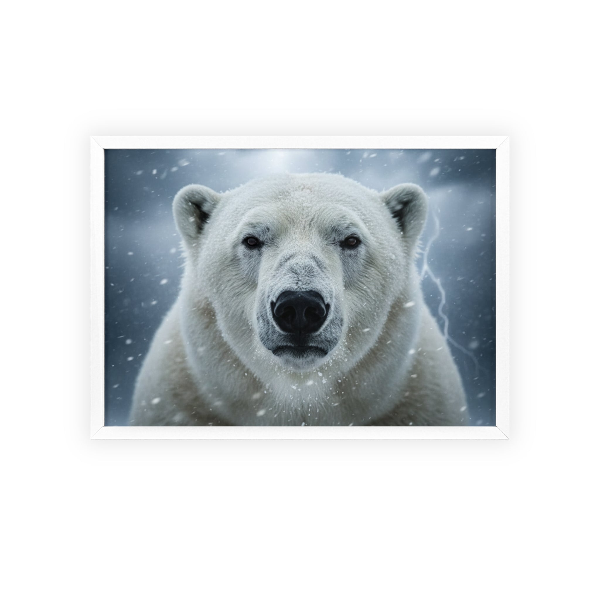 Polar Bear Poster with Wooden Frame | Arctic Wall Art, Wildlife Decor, Nature Lover Gift, Modern Home Decor, Winter Themed Artwork
