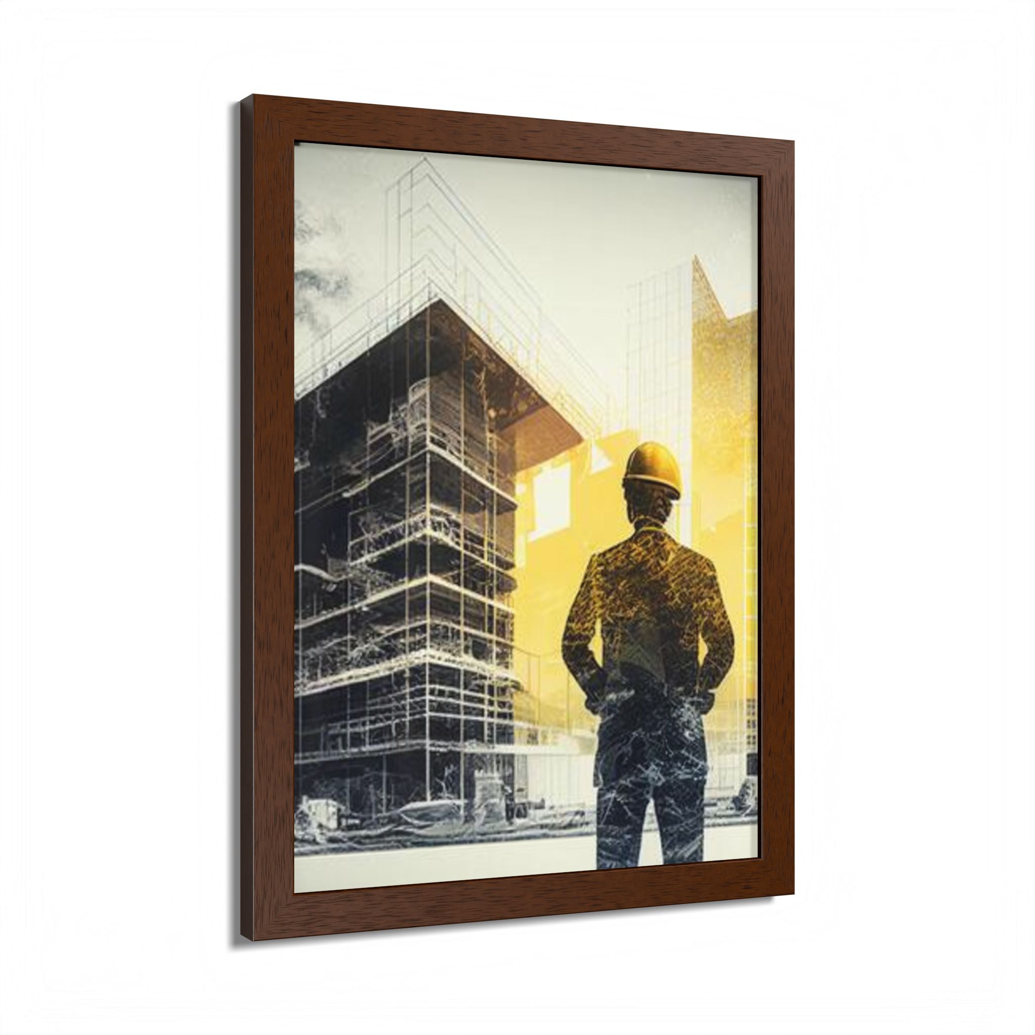 Framed Poster, Construction Artwork Print, Builder Gift, Home Office Decor, Wall Art, Multi-Color Design