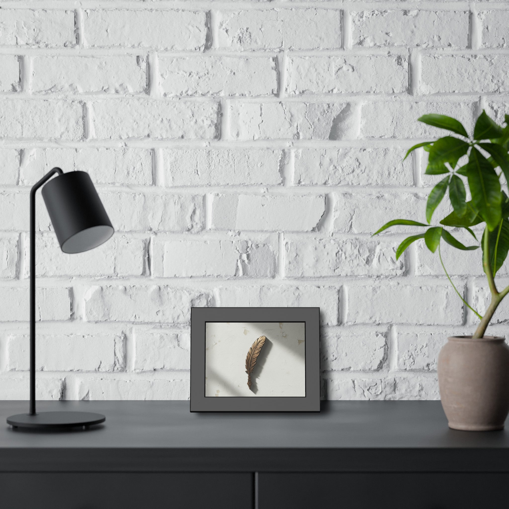 Elegant Framed Paper Posters, Feather Art Print, Minimalist Wall Decor, Gift for Writers, Literary Home Decor, Unique Gift Idea