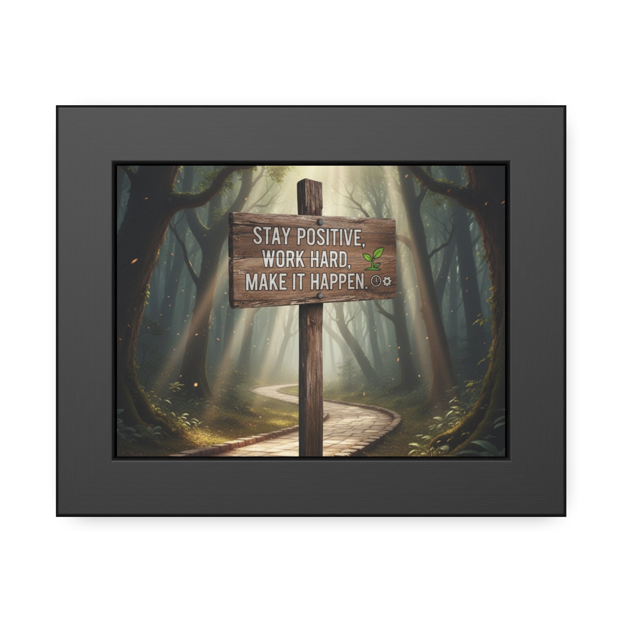 Inspirational Framed Poster, Motivational Wall Art, Stay Positive, Work Hard, Make It Happen, Home Decor, Gifts for Encouragement