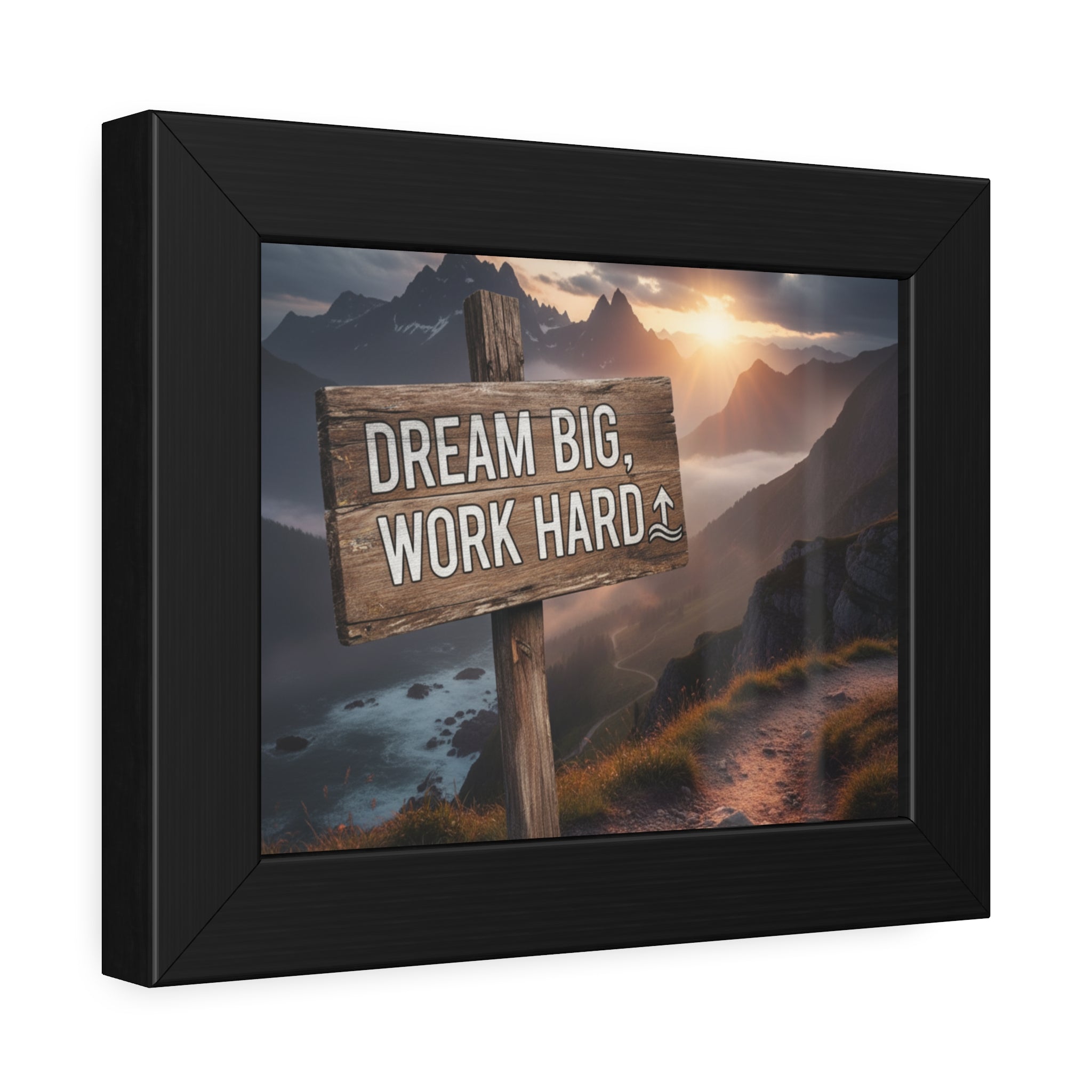 Inspirational Framed Poster, Wall Art, Home Decor, Motivational Gift, Office Decor, Dream Big Work Hard Sign