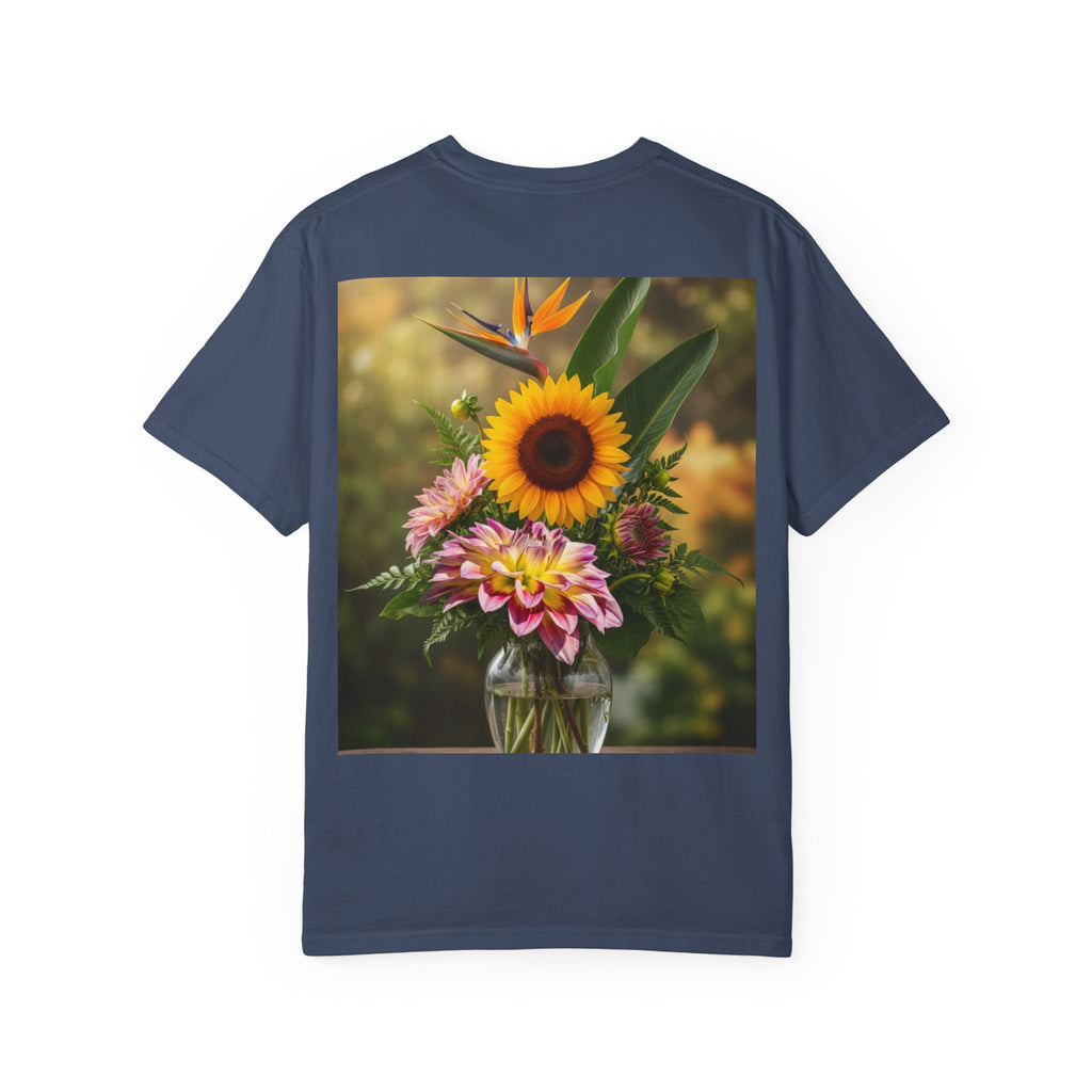 Floral Essence Unisex Garment-Dyed T-shirt, Flower Pattern Tee, Botanical Shirt, Nature Inspired Top, Garden Floral Clothing