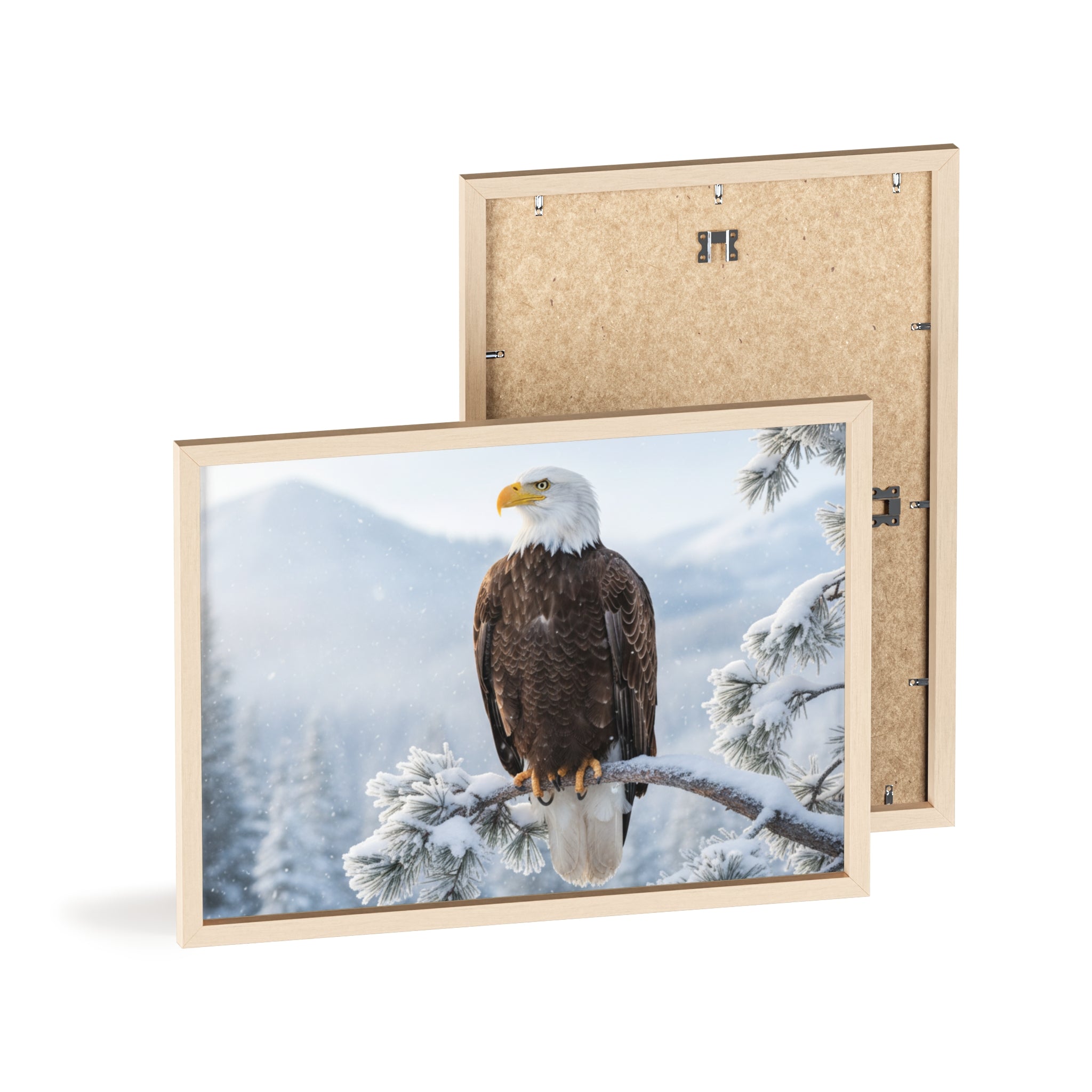 Elegant Eagle Poster with Wooden Frame, Nature Wall Art, Home Décor, Wildlife Photography, Gift for Bird Lovers