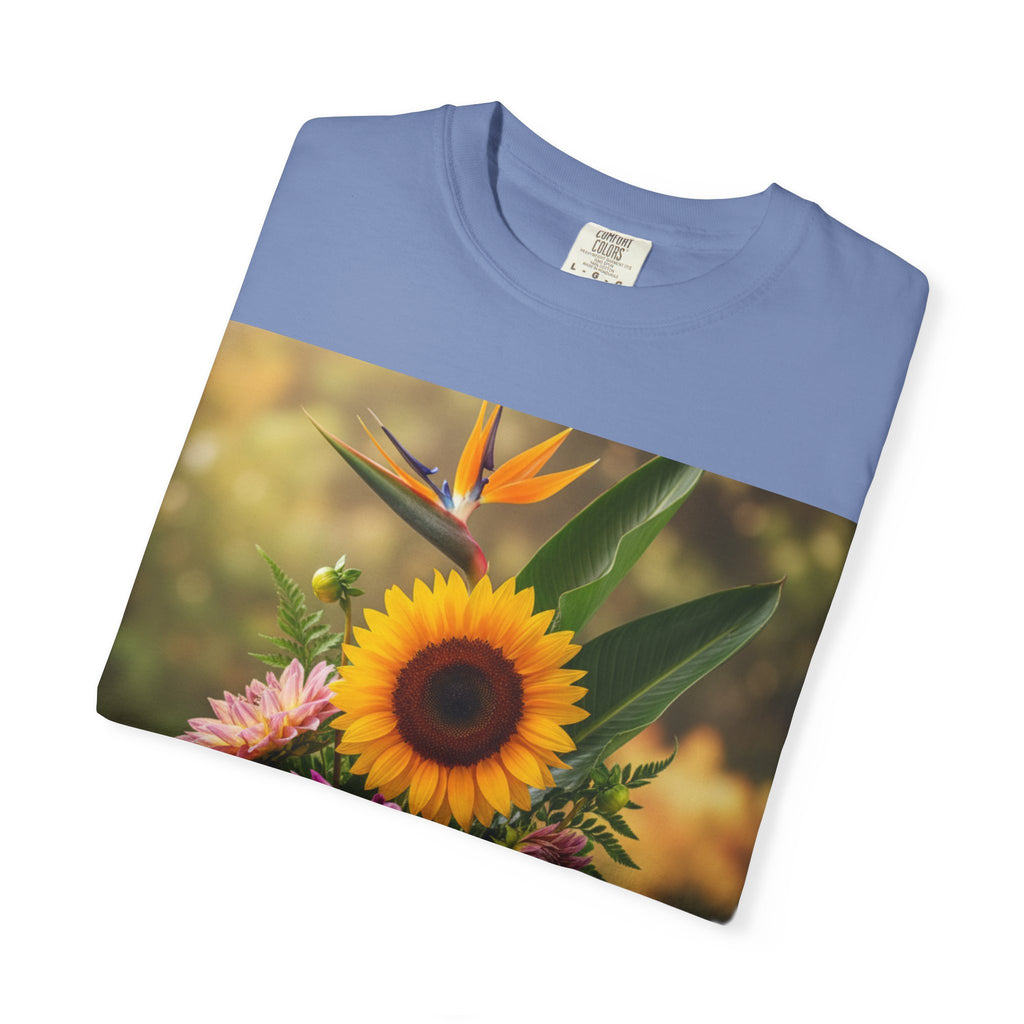Floral Essence Unisex Garment-Dyed T-shirt, Flower Pattern Tee, Botanical Shirt, Nature Inspired Top, Garden Floral Clothing