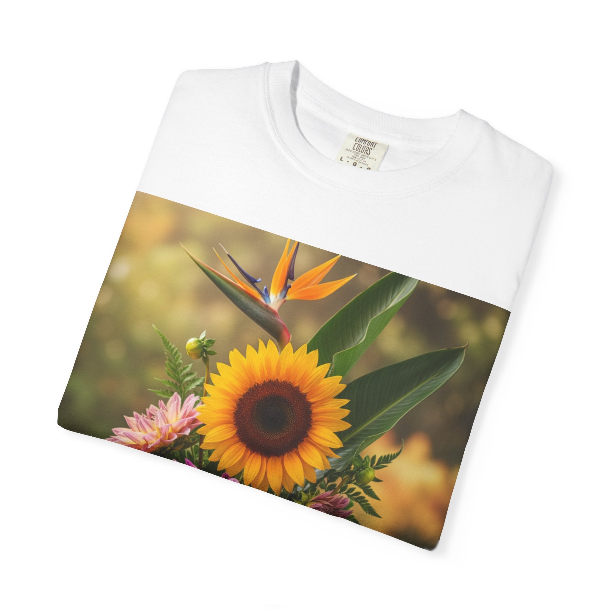 Floral Essence Unisex Garment-Dyed T-shirt, Flower Pattern Tee, Botanical Shirt, Nature Inspired Top, Garden Floral Clothing