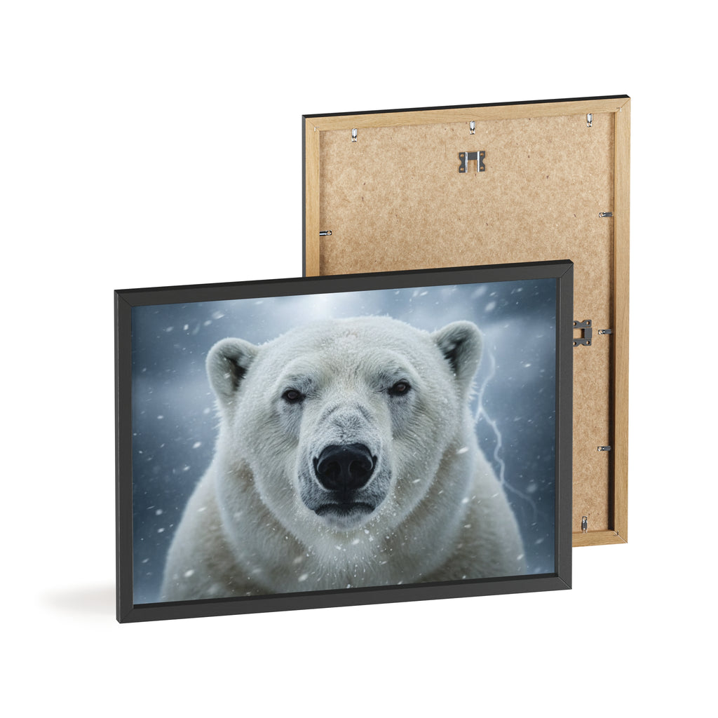 Polar Bear Poster with Wooden Frame | Arctic Wall Art, Wildlife Decor, Nature Lover Gift, Modern Home Decor, Winter Themed Artwork