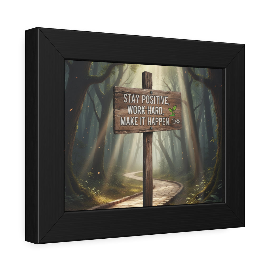 Inspirational Framed Poster, Motivational Wall Art, Stay Positive, Work Hard, Make It Happen, Home Decor, Gifts for Encouragement