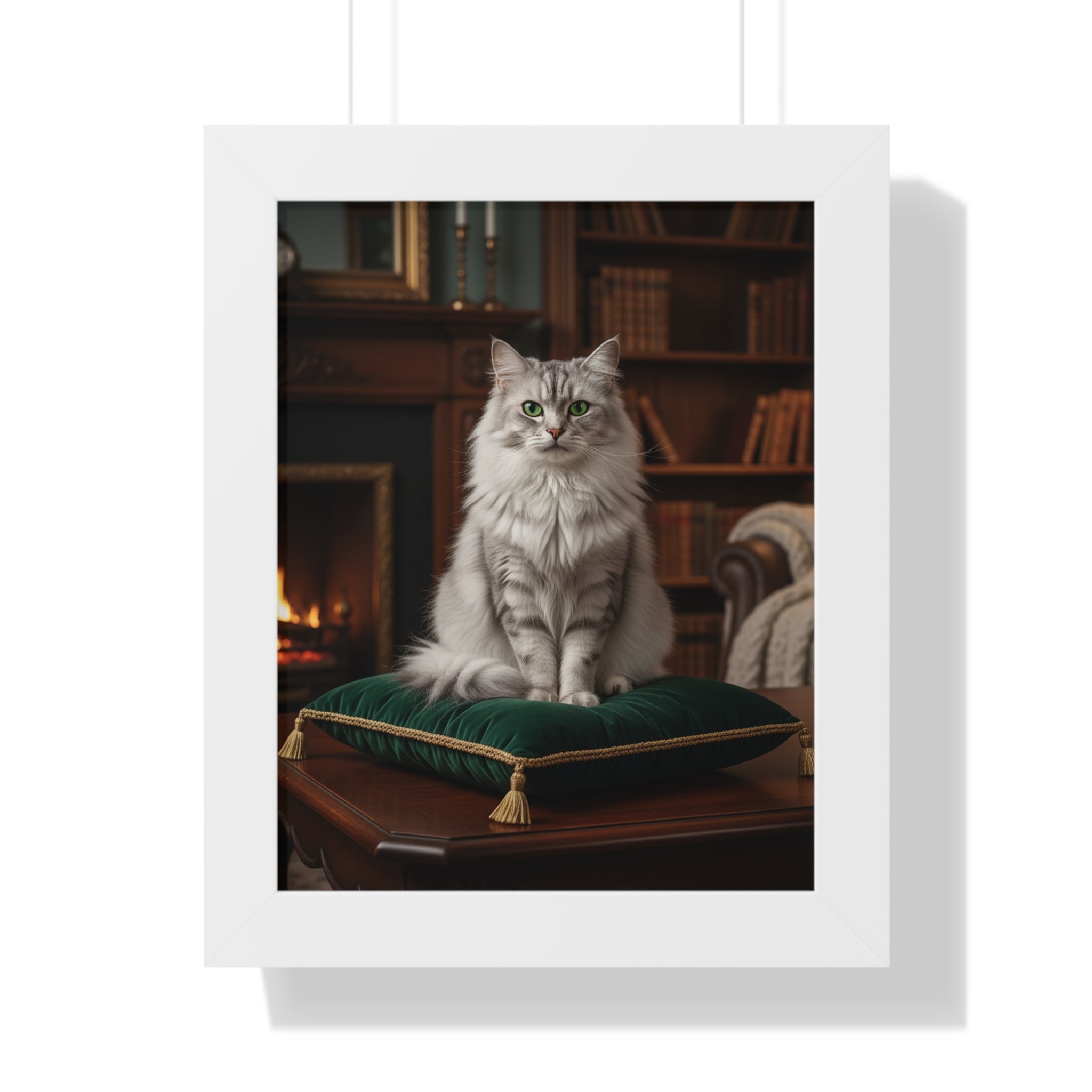 Cat Lover's Framed Vertical Poster, Elegant Wall Art, Home Decor, Cat Print, Gift for Pet Owners, Cozy Living Room Decoration