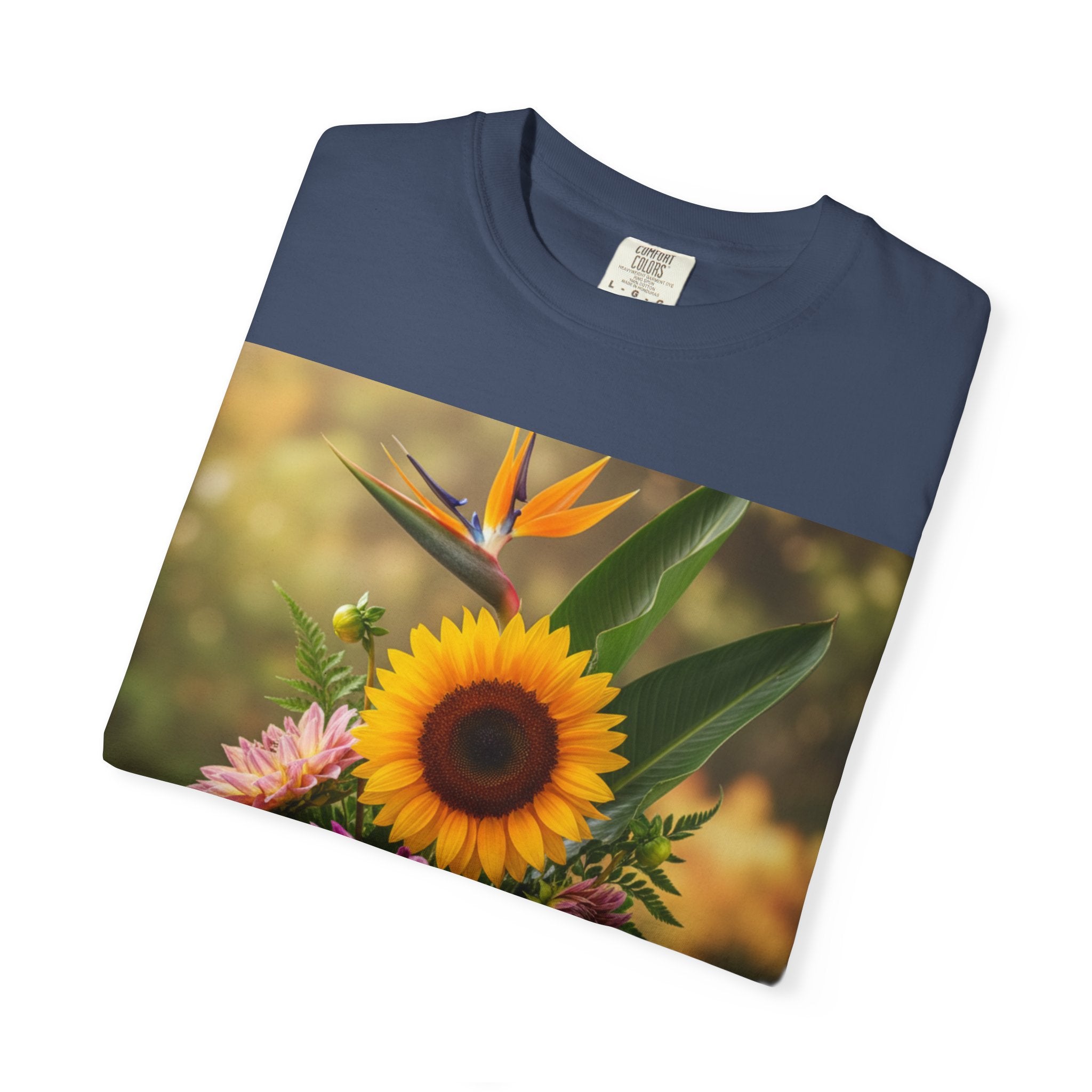 Floral Essence Unisex Garment-Dyed T-shirt, Flower Pattern Tee, Botanical Shirt, Nature Inspired Top, Garden Floral Clothing
