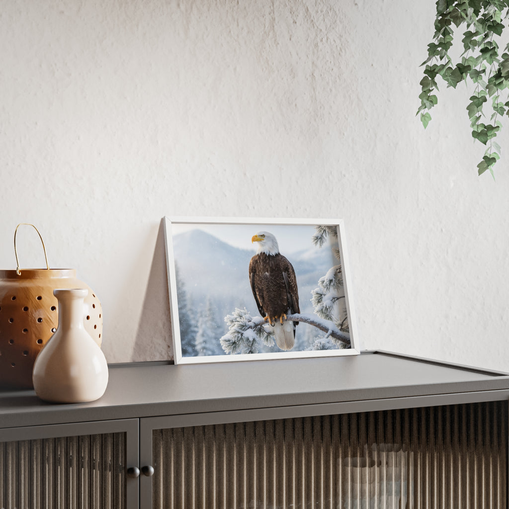 Elegant Eagle Poster with Wooden Frame, Nature Wall Art, Home Décor, Wildlife Photography, Gift for Bird Lovers