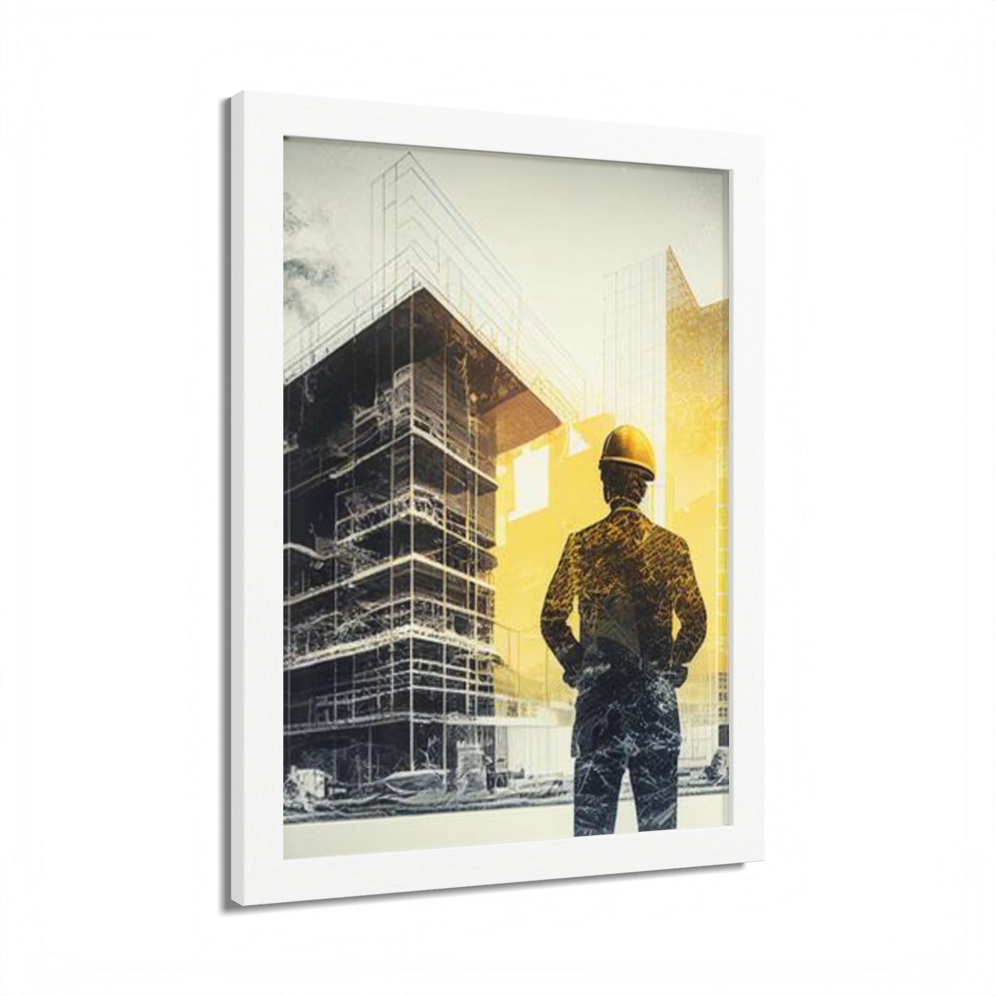 Framed Poster, Construction Artwork Print, Builder Gift, Home Office Decor, Wall Art, Multi-Color Design