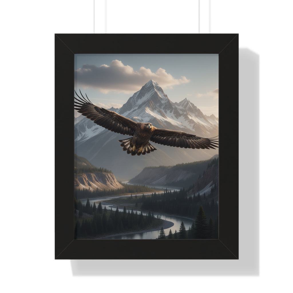 Majestic Eagle Framed Vertical Poster, Nature Wall Art, Home Decor, Gift for Adventure Lovers, Mountain Landscape Print, Wildlife Decor