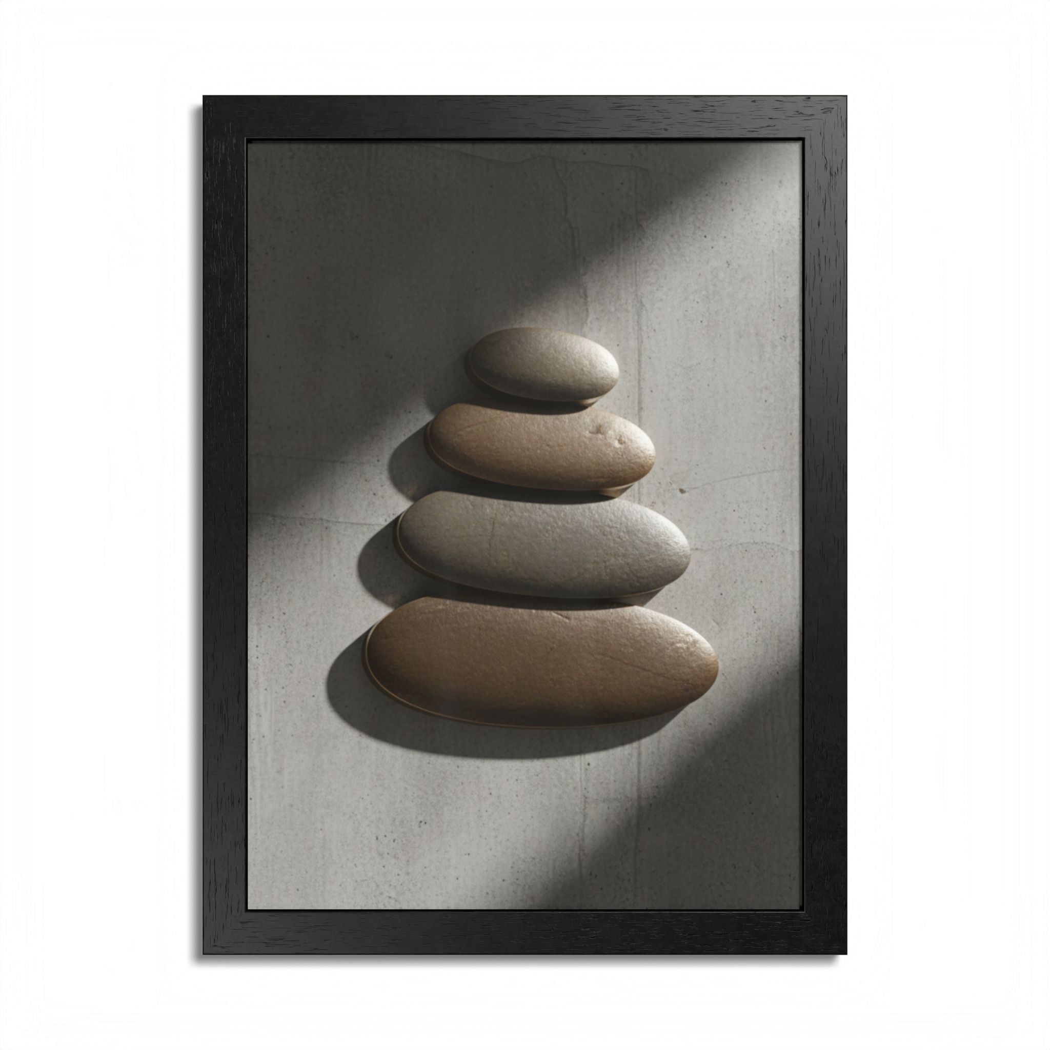 Multi-Color Framed Poster | Tranquil Stone Stacking Art for Home Decor, Zen Room, Modern Wall Art, Gift, Office Decoration