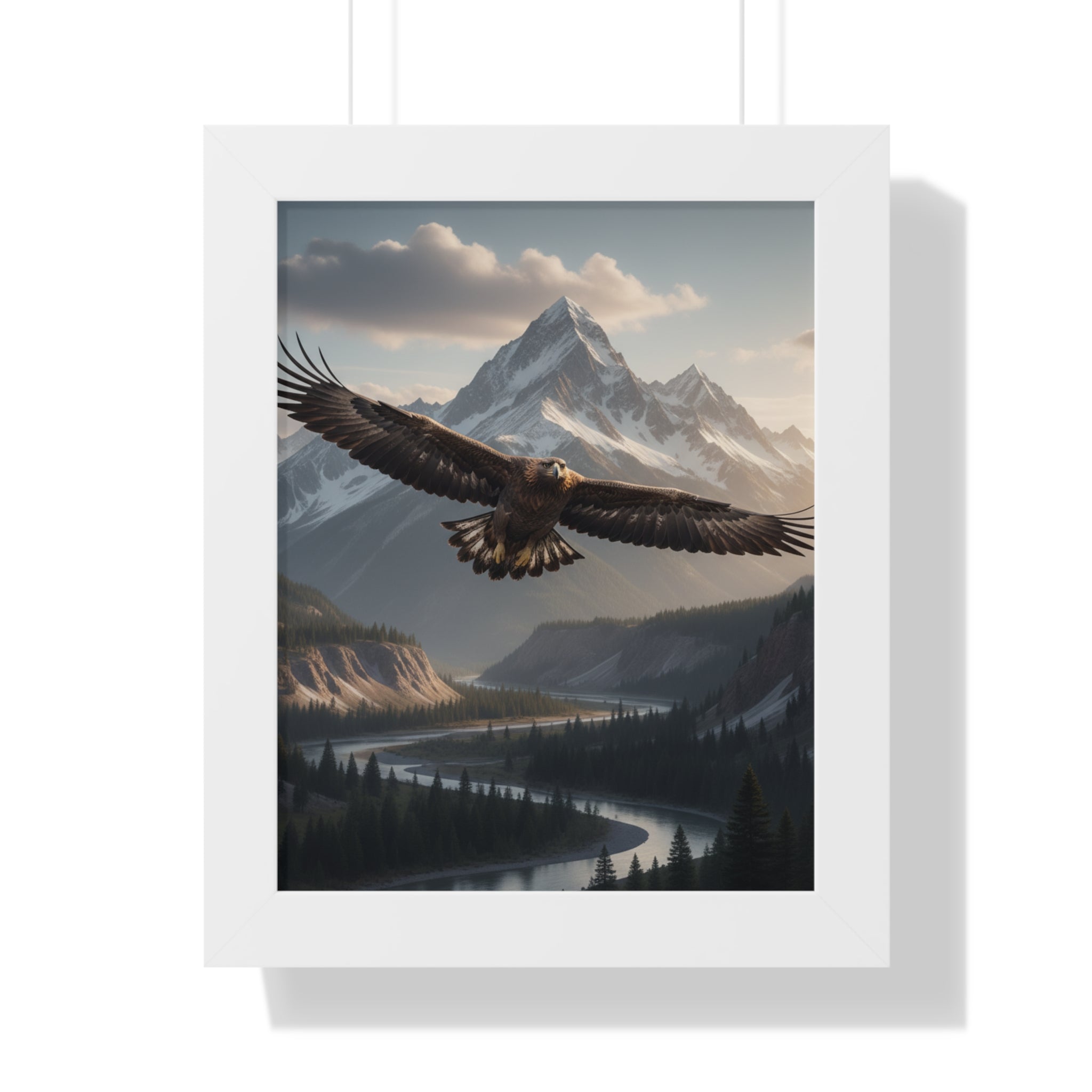 Majestic Eagle Framed Vertical Poster, Nature Wall Art, Home Decor, Gift for Adventure Lovers, Mountain Landscape Print, Wildlife Decor