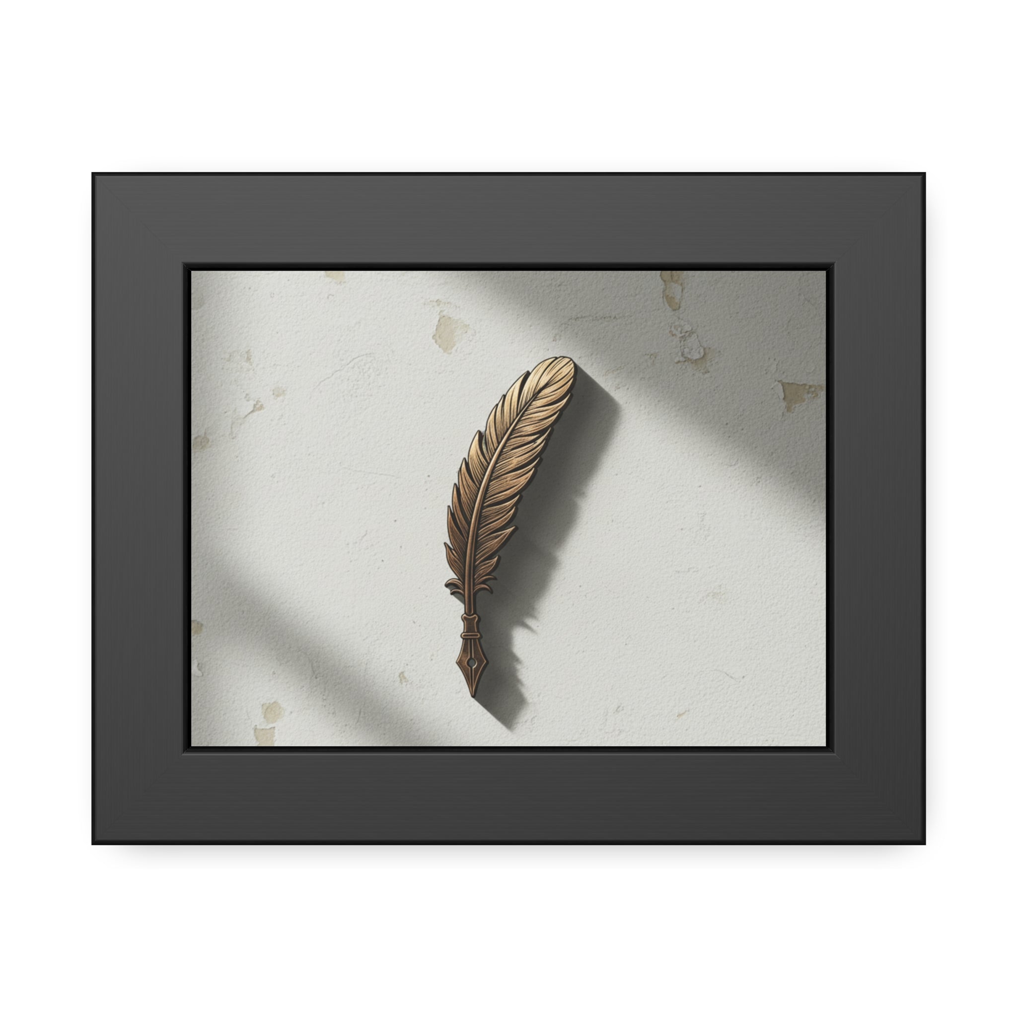 Elegant Framed Paper Posters, Feather Art Print, Minimalist Wall Decor, Gift for Writers, Literary Home Decor, Unique Gift Idea