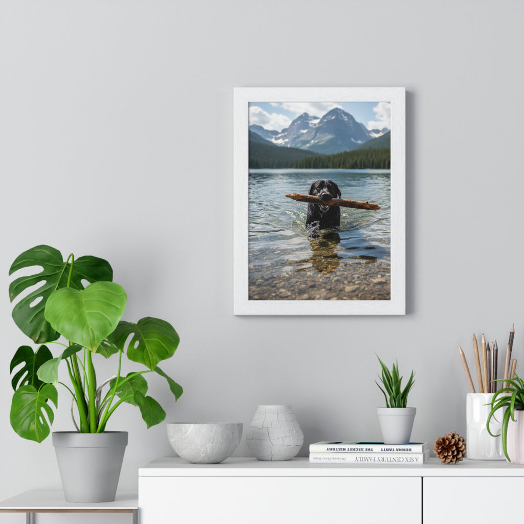 Nature-Inspired Dog Framed Poster, Wall Art for Pet Lovers, Scenic Home Decor, Gifts for Dog Owners, Office Wall Decoration