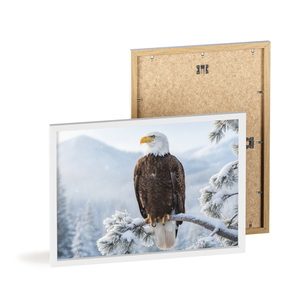Elegant Eagle Poster with Wooden Frame, Nature Wall Art, Home Décor, Wildlife Photography, Gift for Bird Lovers