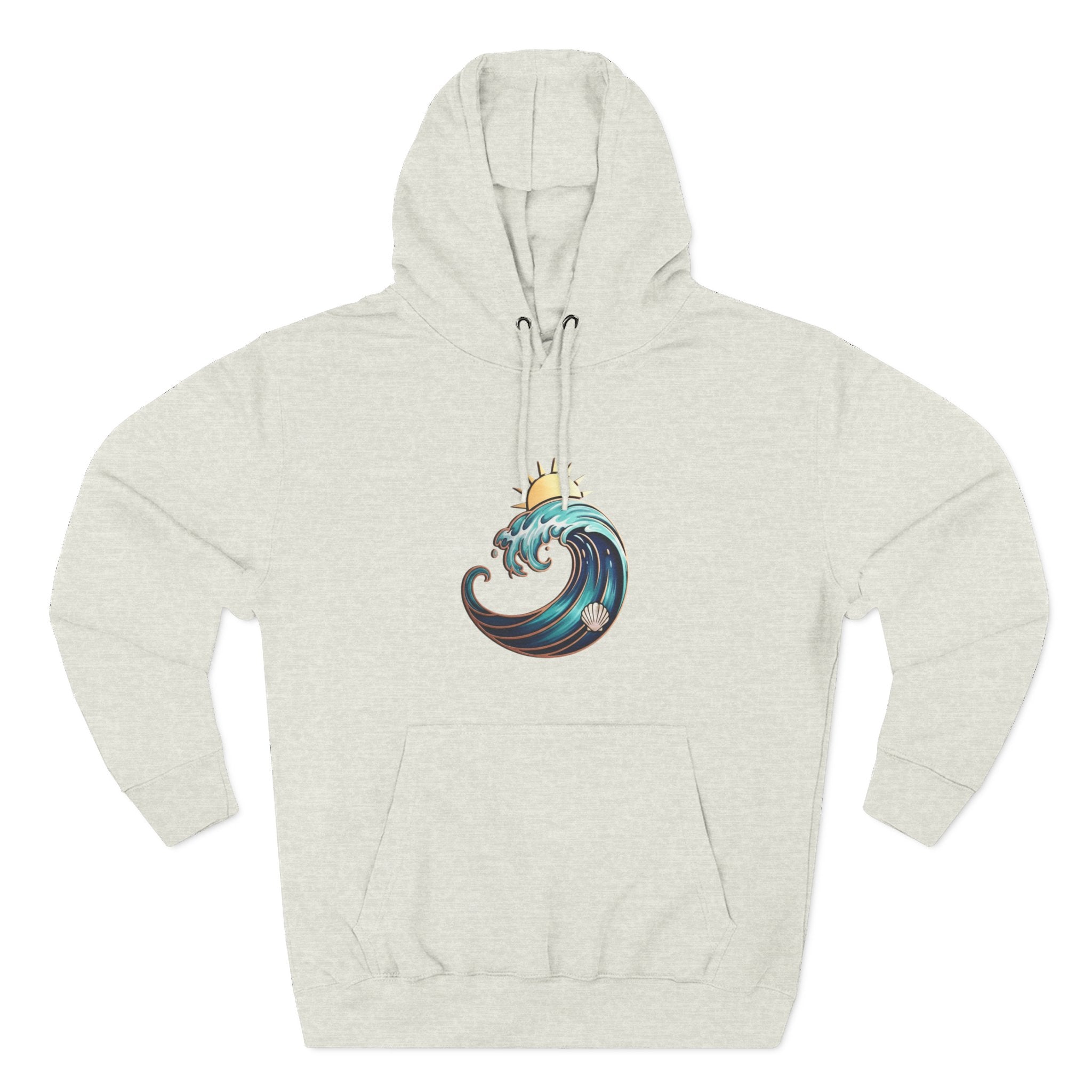 Ocean Wave and Rainbow Fleece Hoodie, Cozy Hoodie, Nature Lover Gift, Outdoor Apparel, Graphic Sweatshirt, Summer Vibes