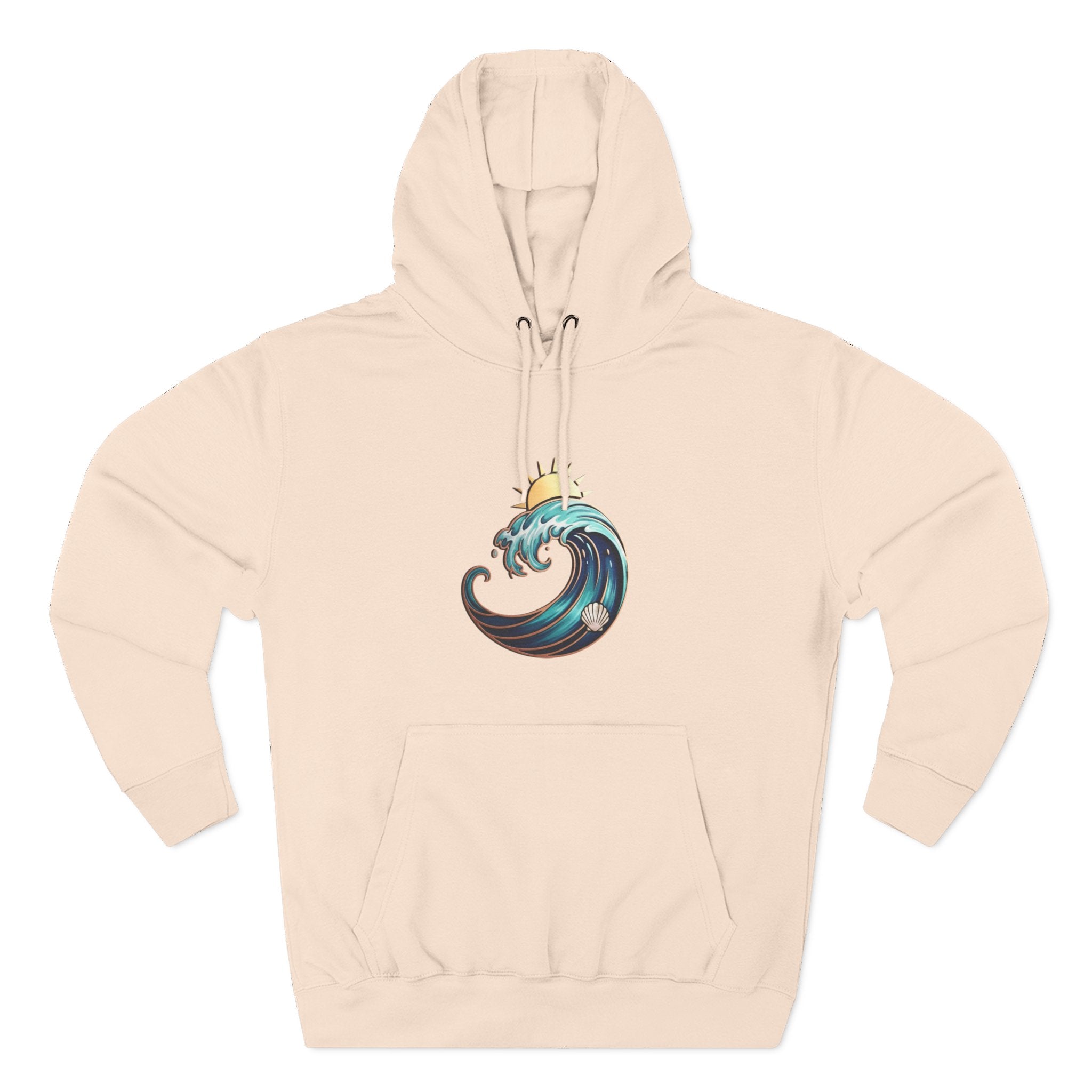 Ocean Wave and Rainbow Fleece Hoodie, Cozy Hoodie, Nature Lover Gift, Outdoor Apparel, Graphic Sweatshirt, Summer Vibes