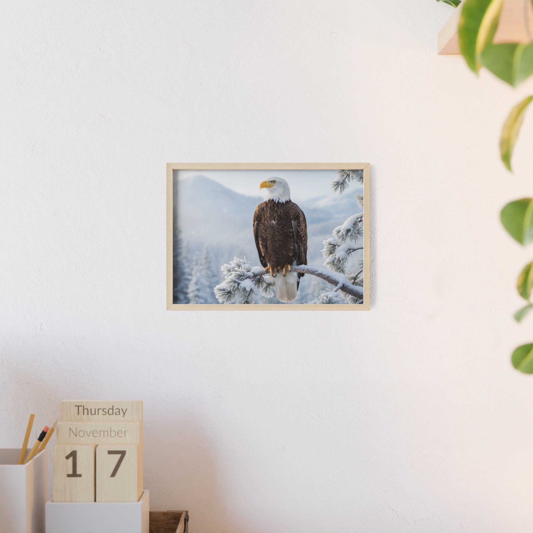 Elegant Eagle Poster with Wooden Frame, Nature Wall Art, Home Décor, Wildlife Photography, Gift for Bird Lovers