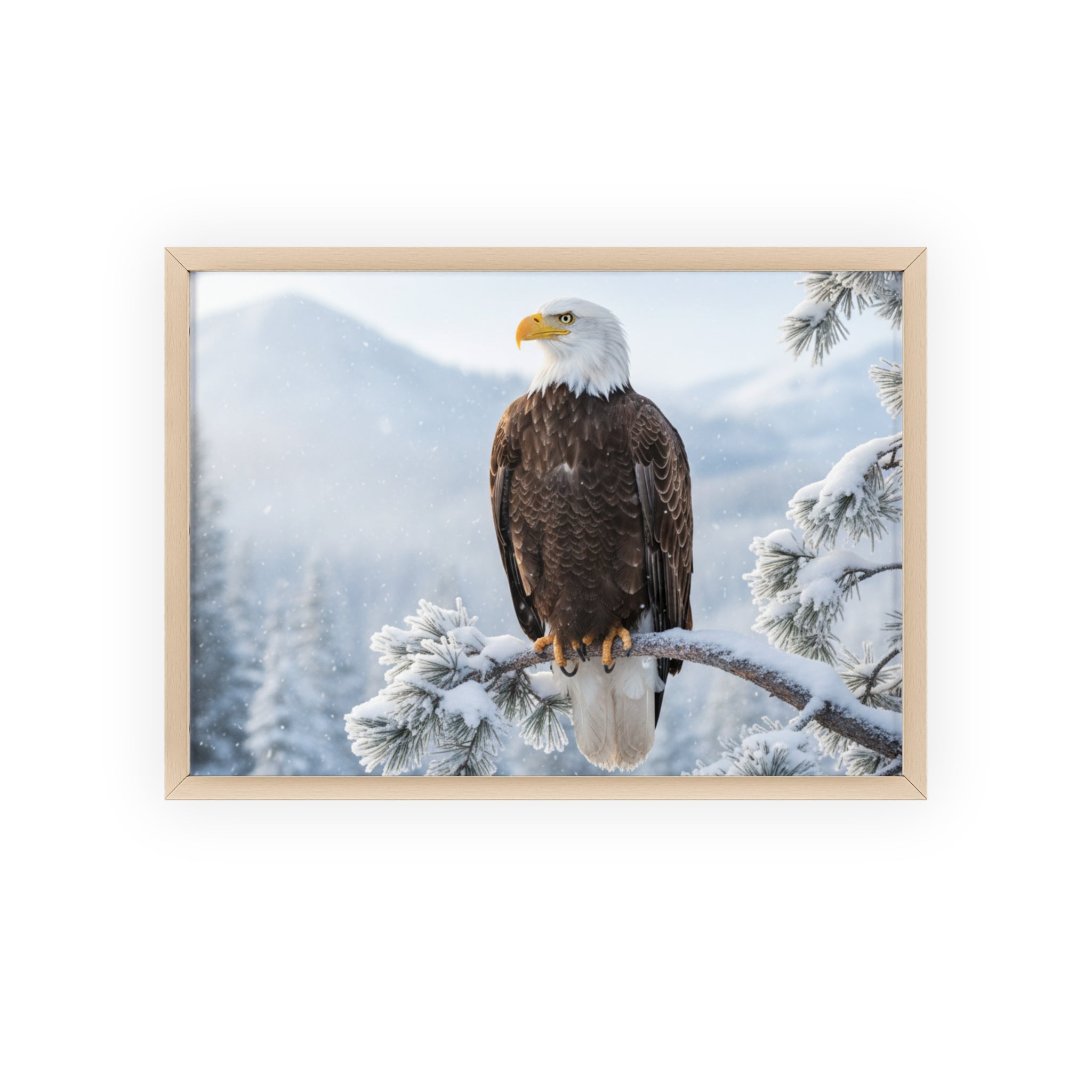 Elegant Eagle Poster with Wooden Frame, Nature Wall Art, Home Décor, Wildlife Photography, Gift for Bird Lovers