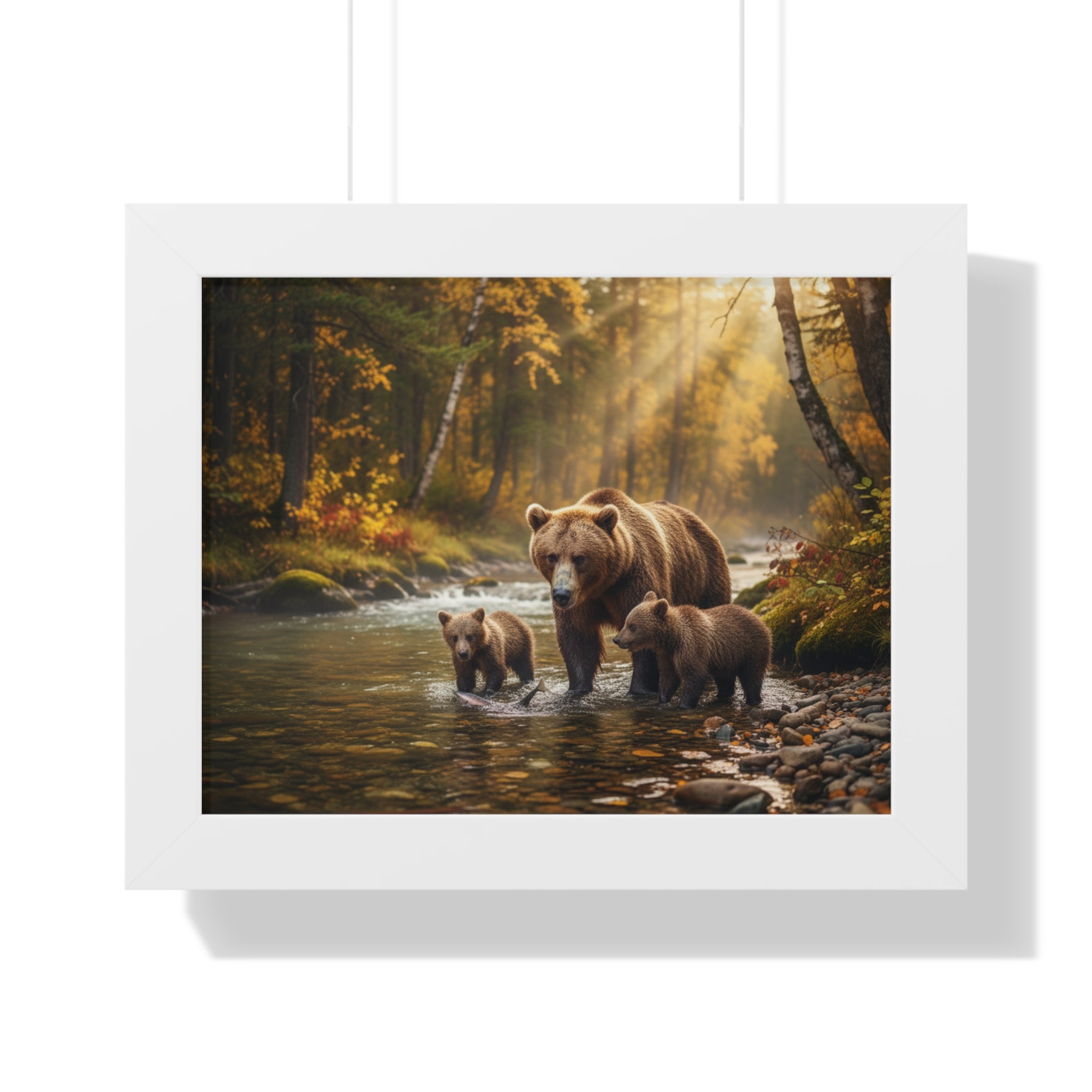 Nature-Inspired Framed Wall Art, Perfect for Home Decor, Bear Family Poster, Rustic Living Room Accent, Wildlife Gift for Nature Lovers