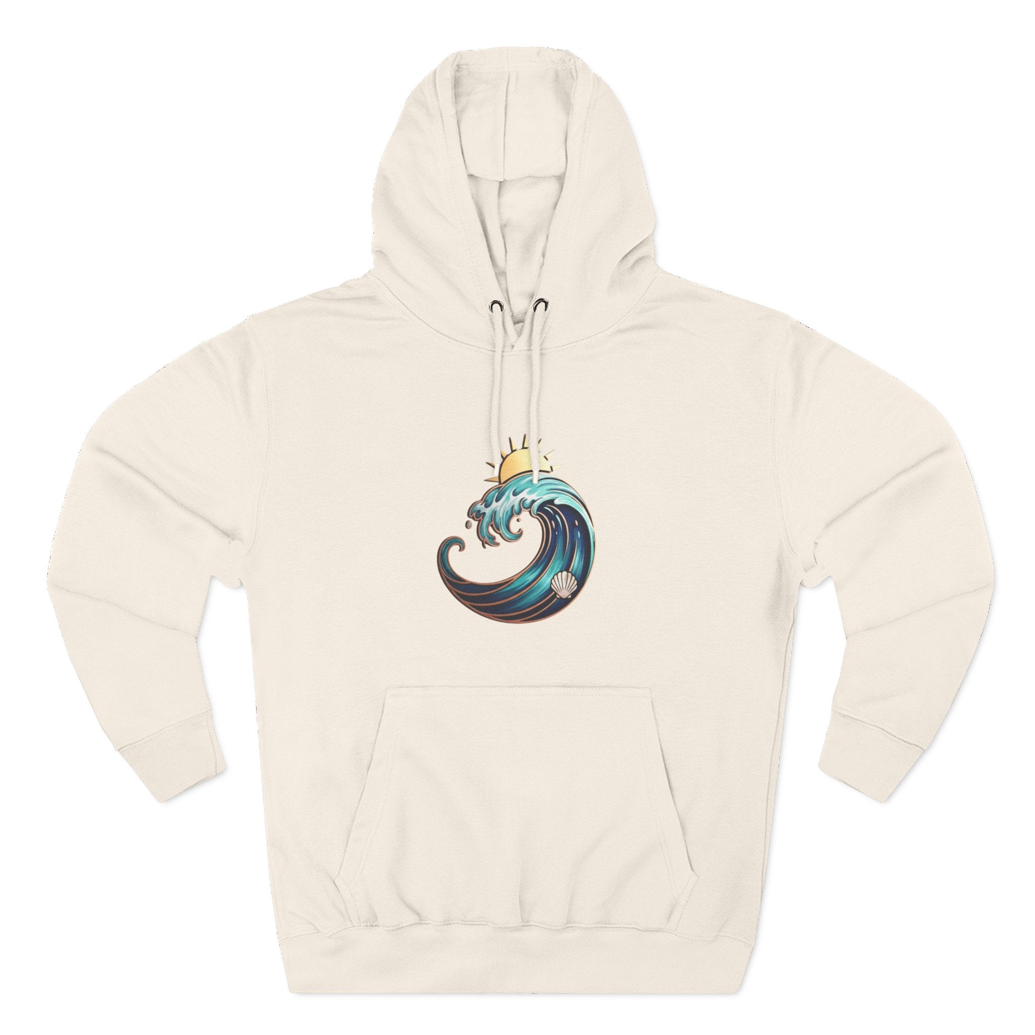 Ocean Wave and Rainbow Fleece Hoodie, Cozy Hoodie, Nature Lover Gift, Outdoor Apparel, Graphic Sweatshirt, Summer Vibes
