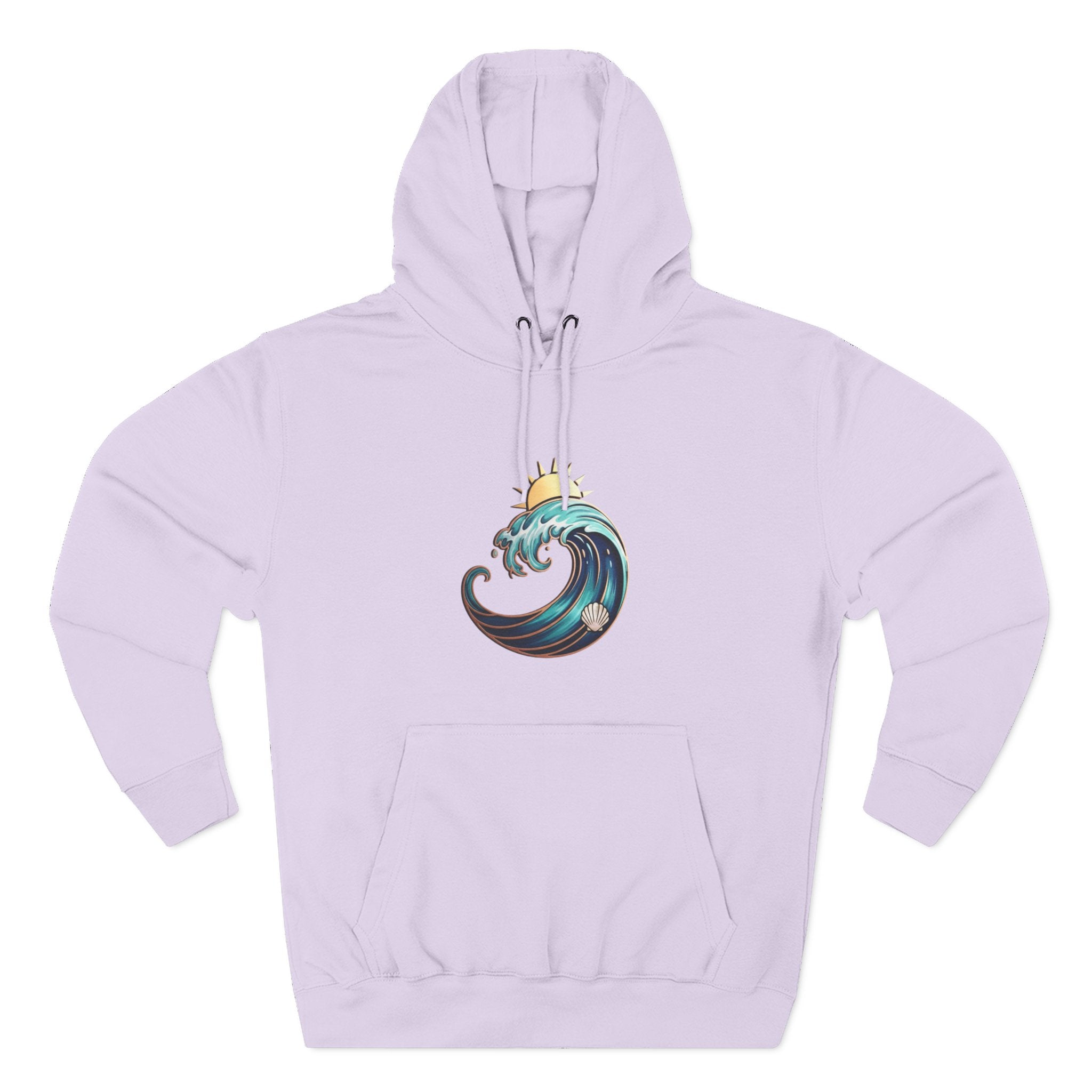 Ocean Wave and Rainbow Fleece Hoodie, Cozy Hoodie, Nature Lover Gift, Outdoor Apparel, Graphic Sweatshirt, Summer Vibes