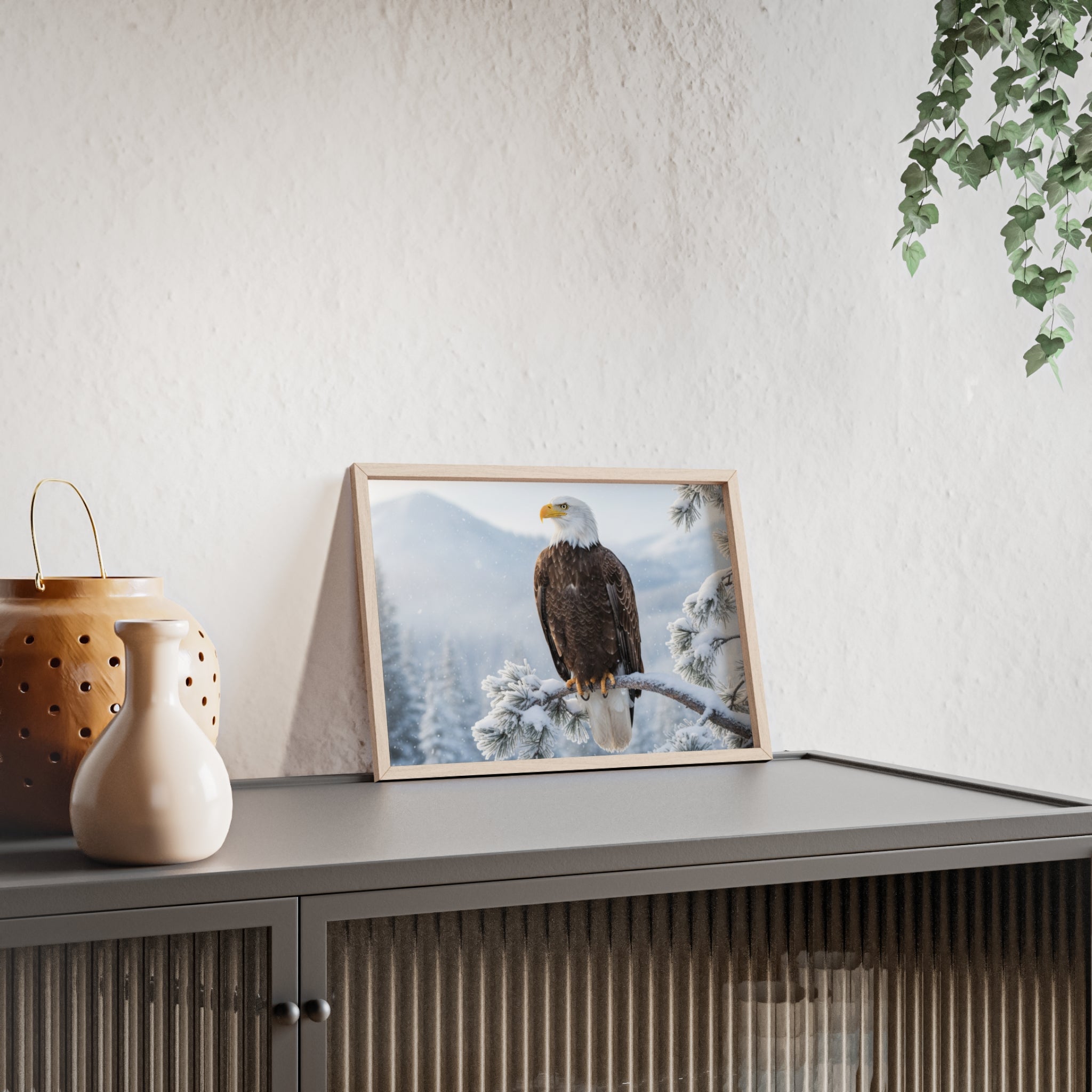 Elegant Eagle Poster with Wooden Frame, Nature Wall Art, Home Décor, Wildlife Photography, Gift for Bird Lovers