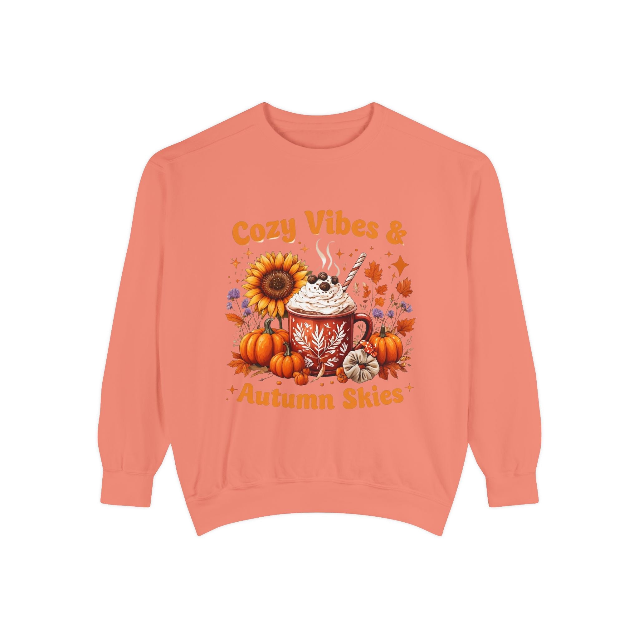 Cozy Autumn Sweatshirt | Unisex Garment-Dyed Fall Pullover, Pumpkin Spice Vibes, Perfect for Thanksgiving & Casual Wear