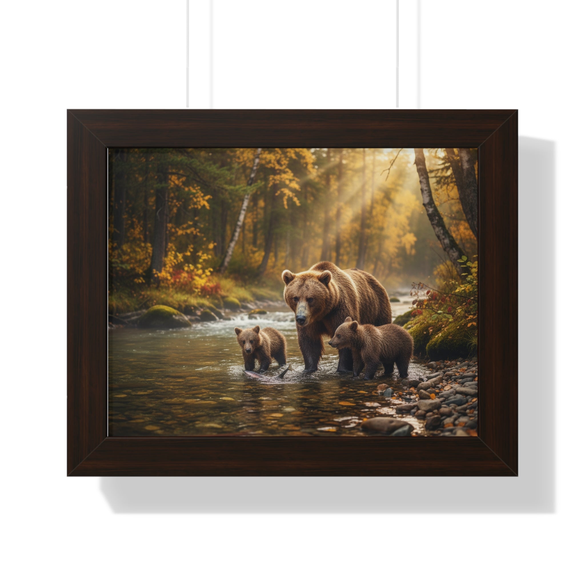 Nature-Inspired Framed Wall Art, Perfect for Home Decor, Bear Family Poster, Rustic Living Room Accent, Wildlife Gift for Nature Lovers