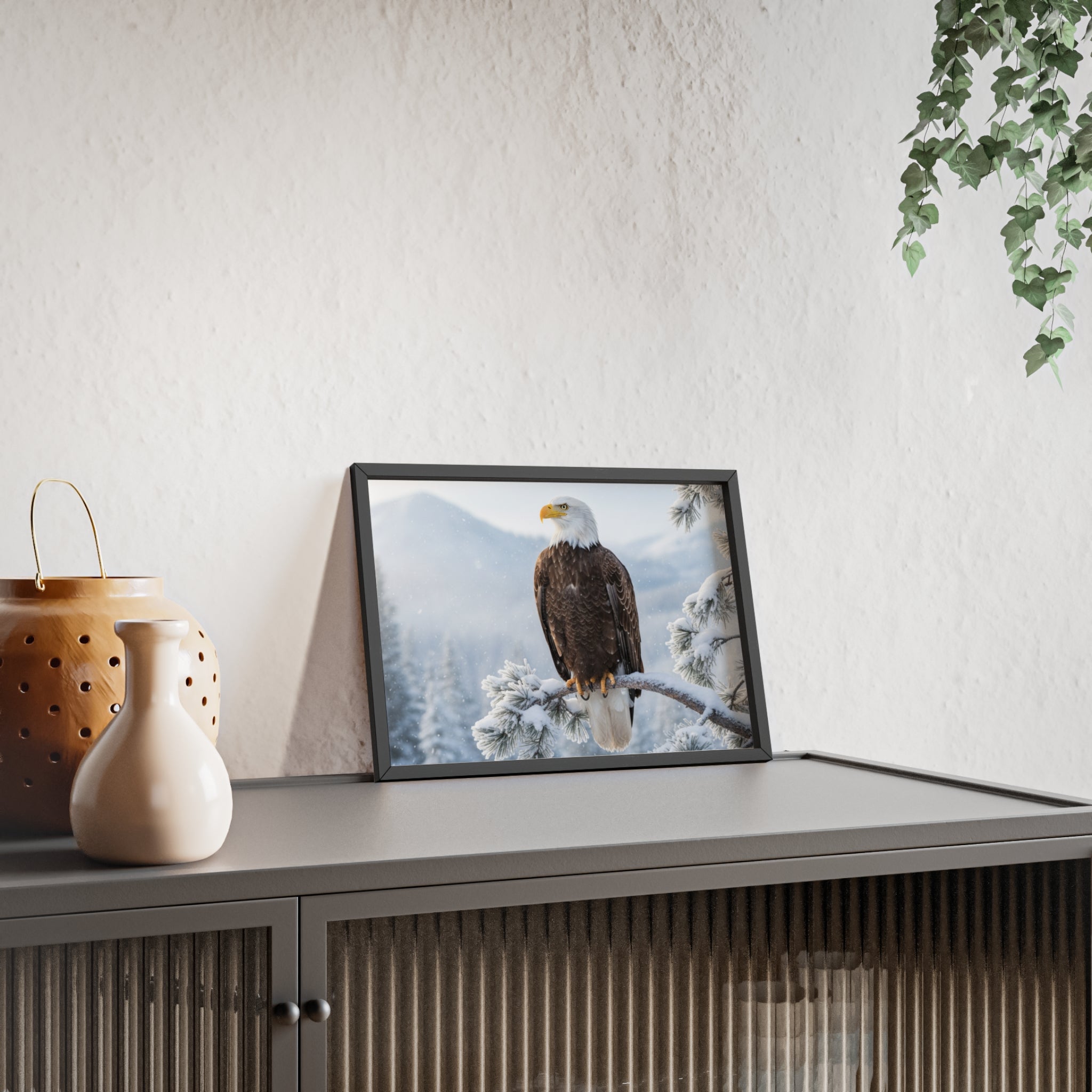 Elegant Eagle Poster with Wooden Frame, Nature Wall Art, Home Décor, Wildlife Photography, Gift for Bird Lovers