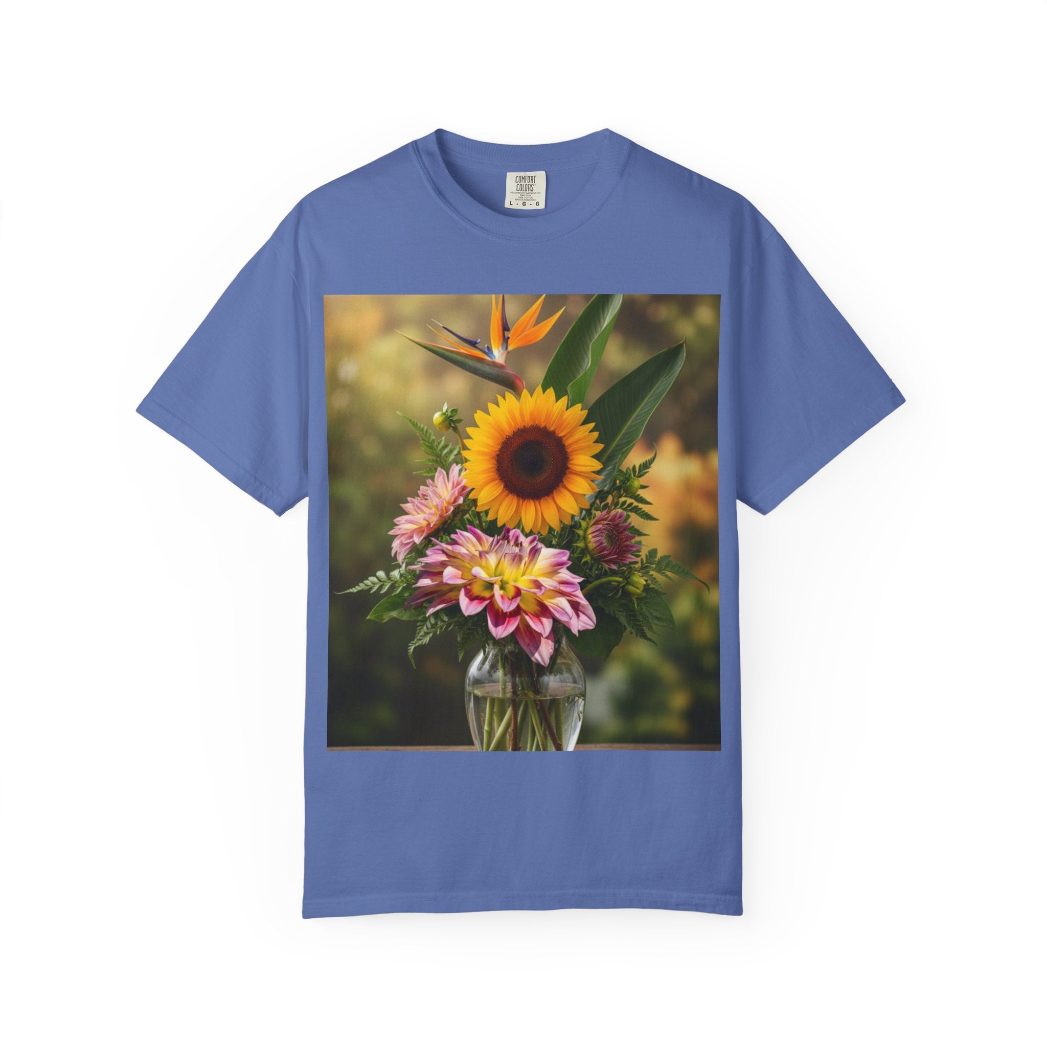 Floral Essence Unisex Garment-Dyed T-shirt, Flower Pattern Tee, Botanical Shirt, Nature Inspired Top, Garden Floral Clothing